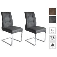 Schwingstuhl-Set Marlen XXL Anthrazit/Silberfarben B: 47cm - Anthrazit/Silberfarben, LIFESTYLE, Textil/Metall (47/96/62cm) - MID.YOU