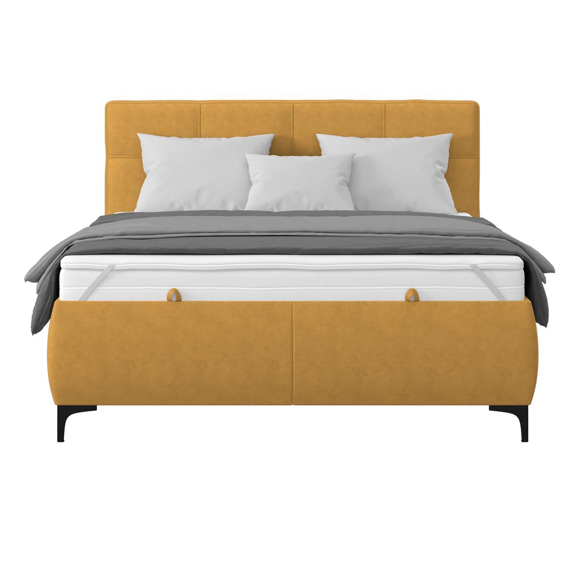 Polsterbett Zeni 140 - Senfgelb/Schwarz, KONVENTIONELL, Holz/Textil (140/200cm)