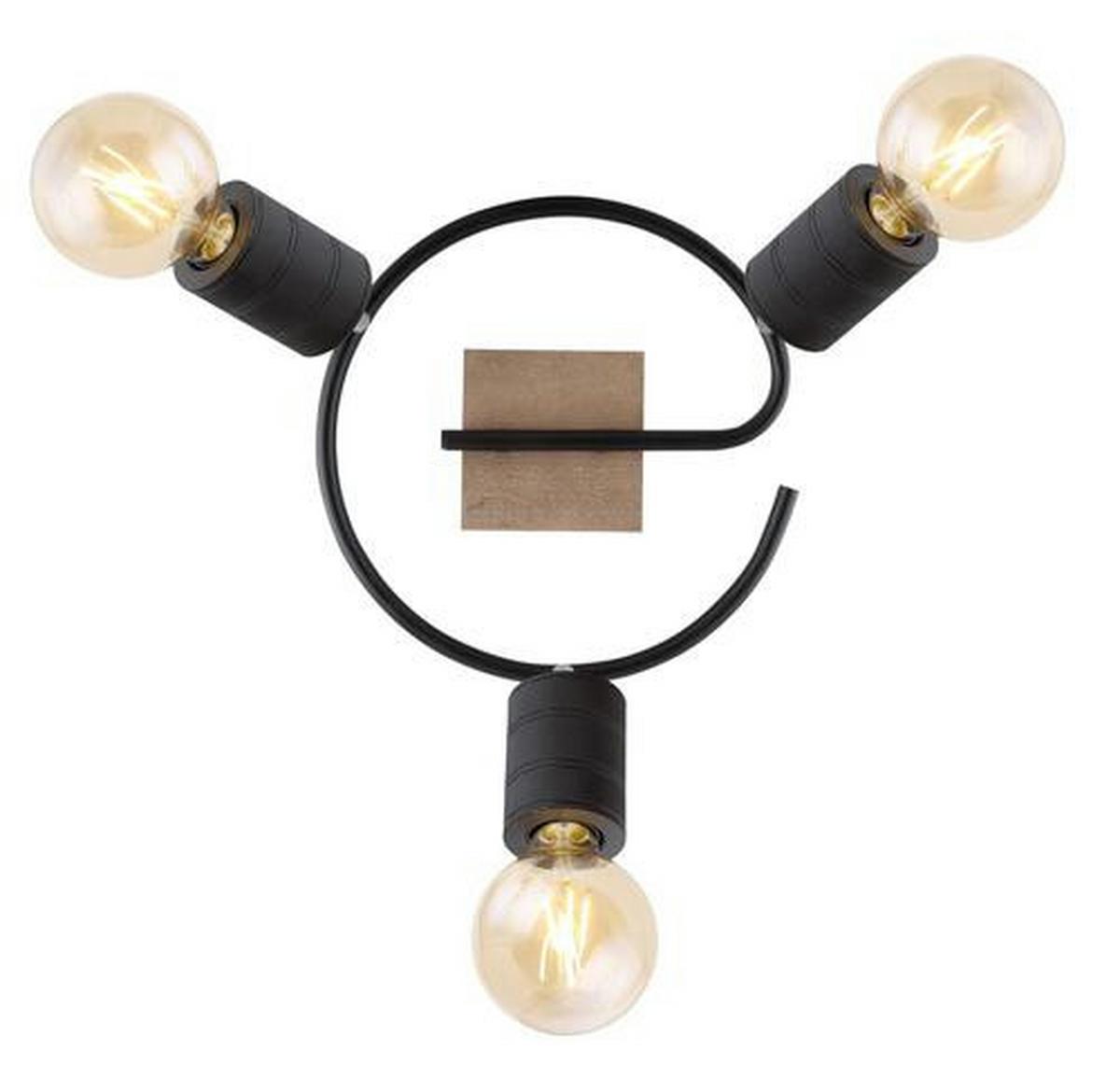 Strahler Josella 3-flammig Verstellbar Ø 29 Cm - Dunkelbraun/Schwarz, Design, Holz/Metall (29/18cm) - Globo