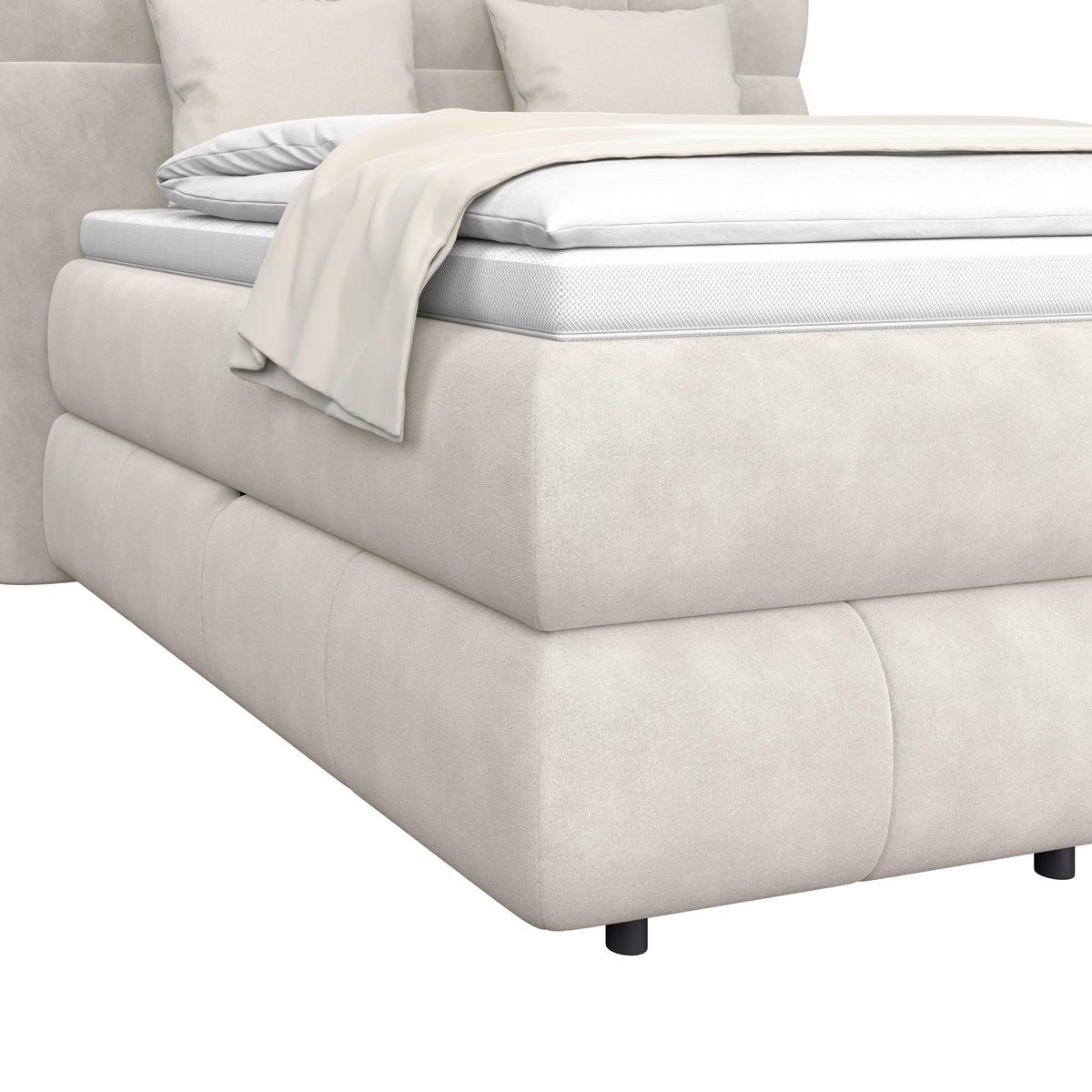 Boxspringbett Carmelo Beige 140x200 cm H2 - Beige/Schwarz, Trend, Textil (140/200cm)