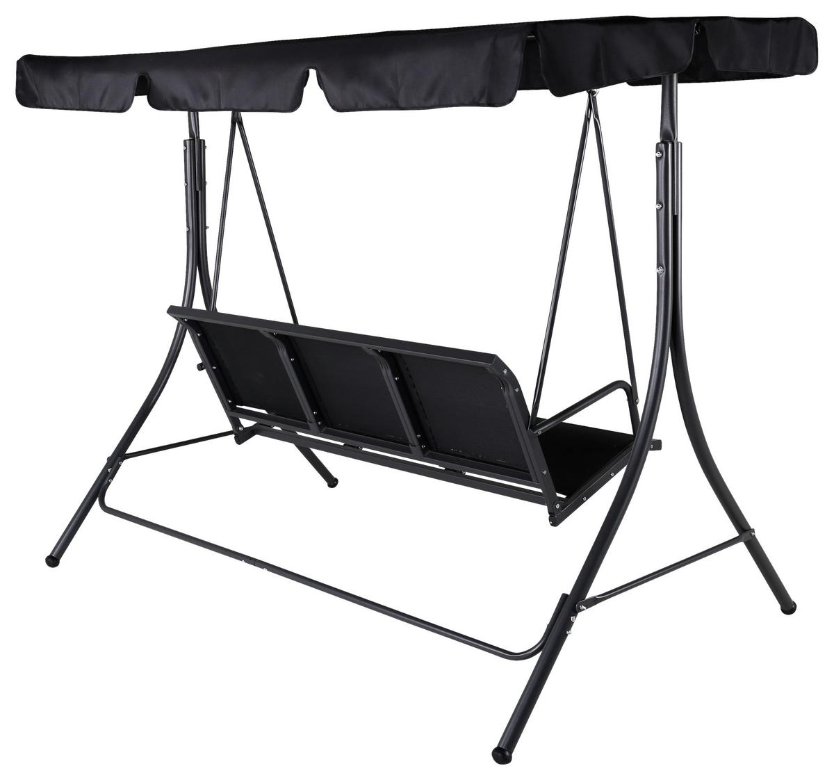 Hollywoodschaukel Montreal - Schwarz, KONVENTIONELL, Textil/Metall (204/163/130cm) - Gardenson