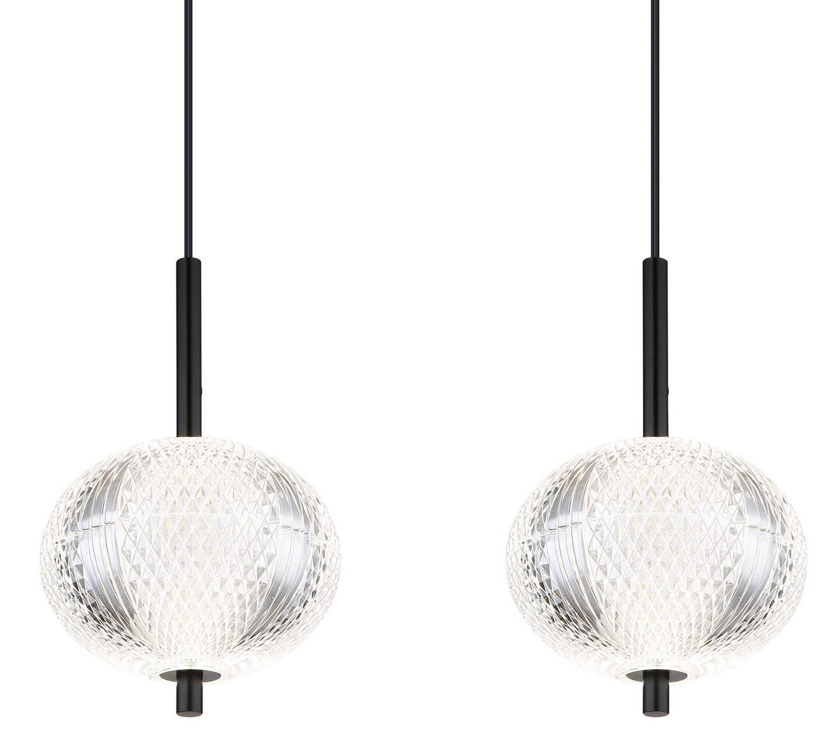 LED-Hängeleuchte 16042-4h - Klar/Schwarz, KONVENTIONELL, Kunststoff/Metall (85/15/120cm) - Globo