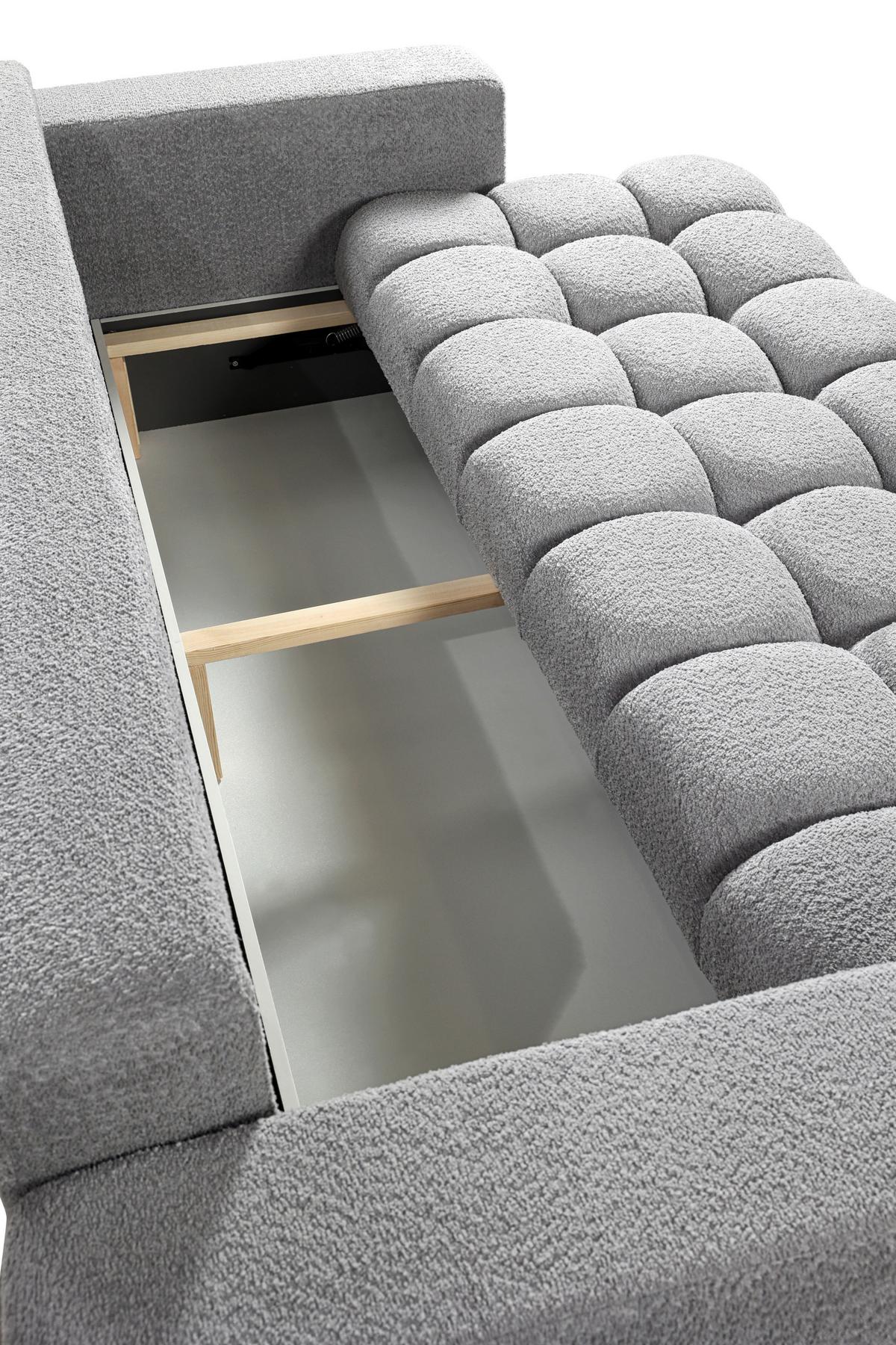 Schlafsofa Cloud Grau B: 250 cm - Schwarz/Grau, Basics, Textil (250/86/140cm) - Livetastic