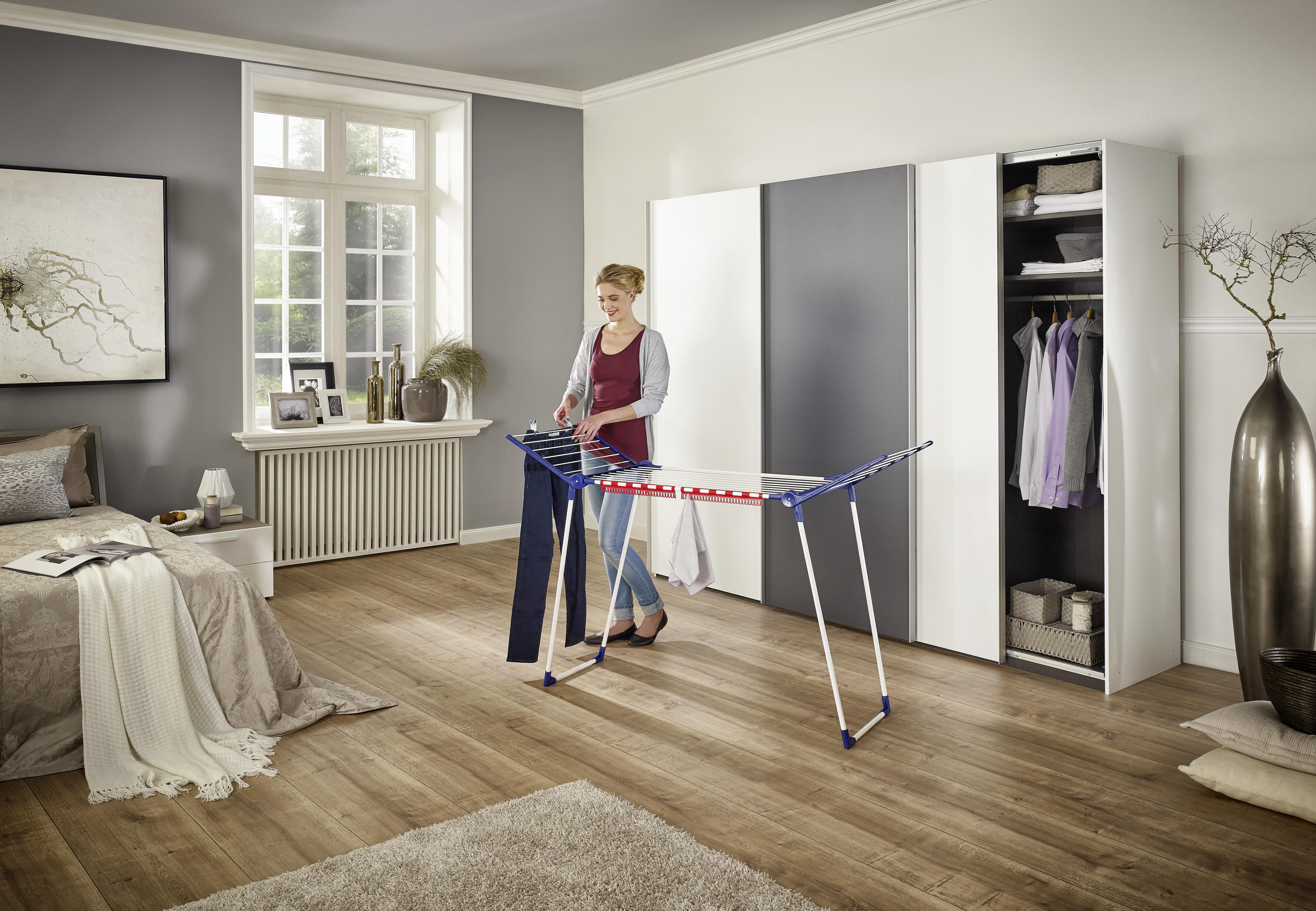 Wäscheständer Pegasus 150 LxBxH: 157x55x87 cm, klappbar - Blau/Weiß, Basics, Kunststoff/Metall (157/55/87cm) - Leifheit