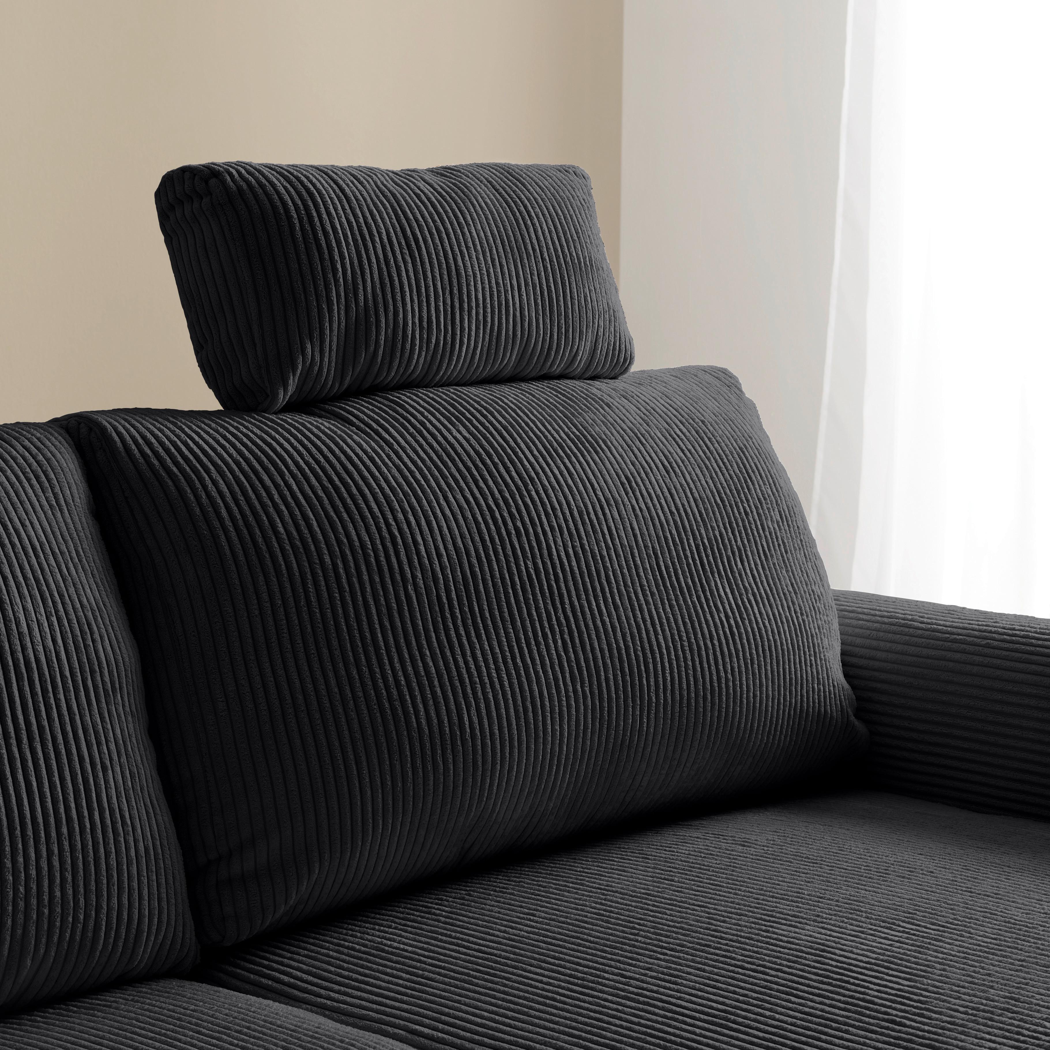 Opěrka hlavy LILLE, tmavě šedý manšestr - tmavě šedá, Moderní, textil (58/23/10cm) - Mömax