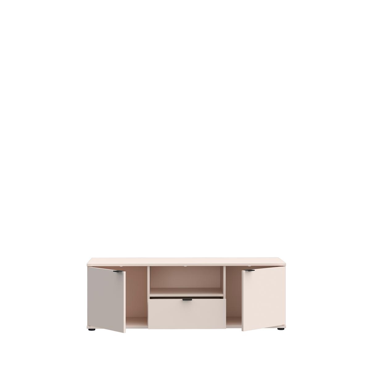 TV diel Ganymede, piesková, š: 130cm - čierna/piesková, Modern, kov/kompozitné drevo (129,8/43,9/41,3cm)