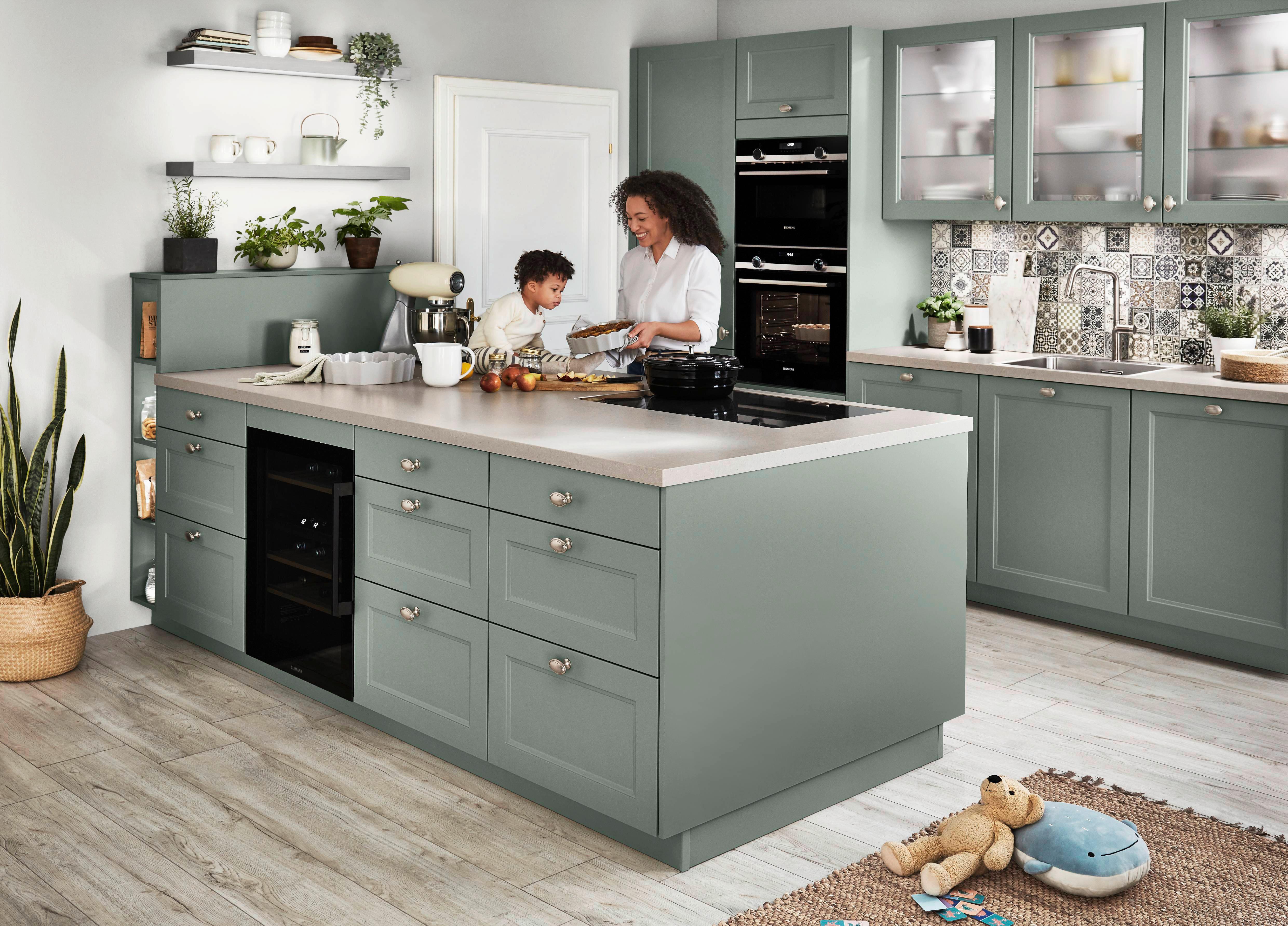 Einbauküche Columbia Frei Planbar Landhausstil - Weiß, MODERN, Holzwerkstoff - Vertico