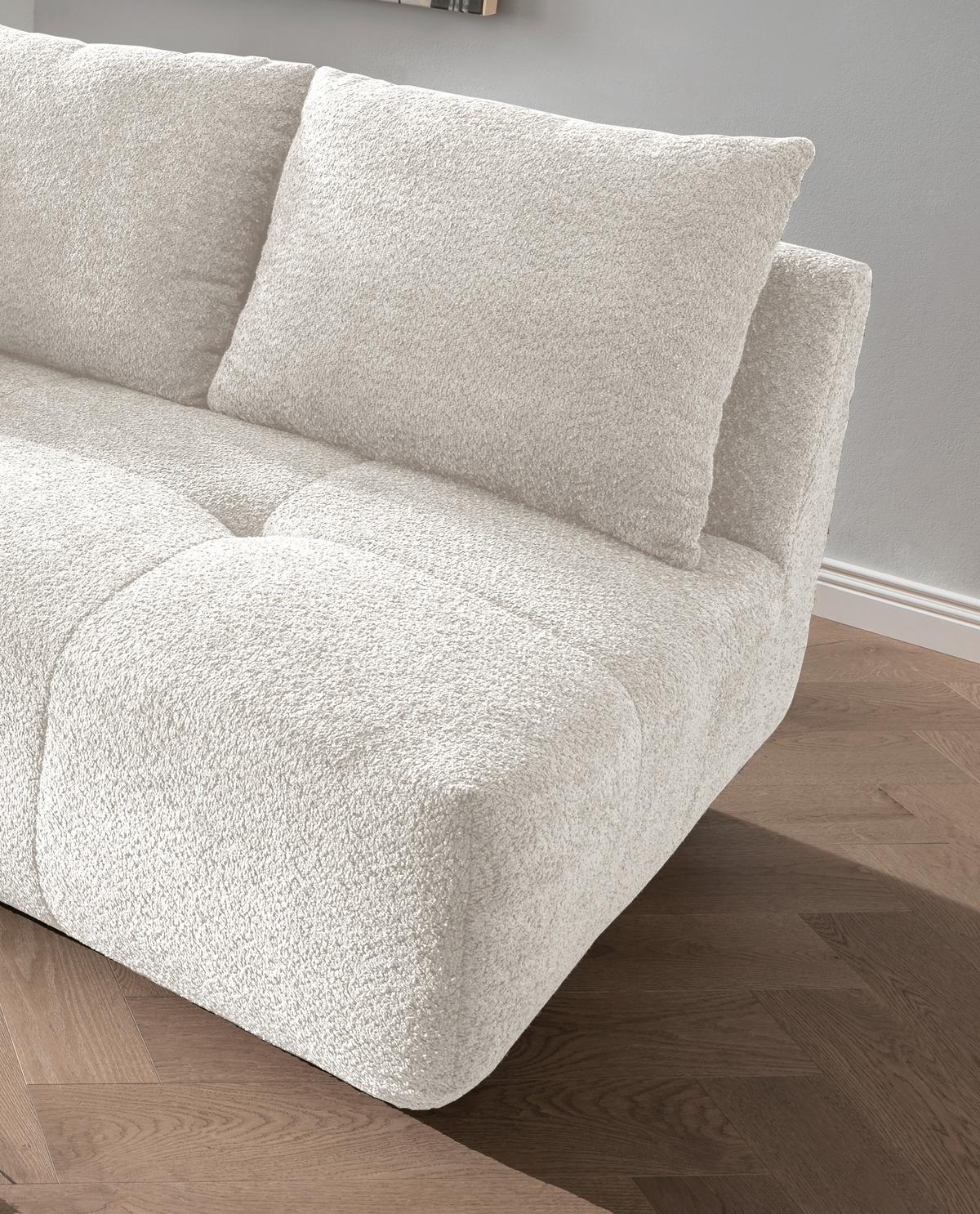 Big Sofa Fertilia Mit Kissen B: 323 Cm Weiß Bouclé - Schwarz/Weiß, MODERN, Textil (323/91/155cm) - Livetastic