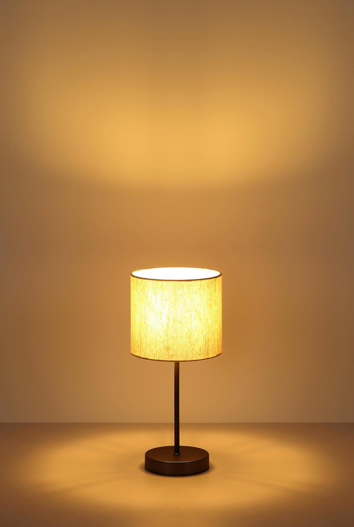 Tischleuchte Exkl. 1xe27, 25w - Schwarzchrom/Creme, Design, Kunststoff/Textil (17/37cm) - Globo