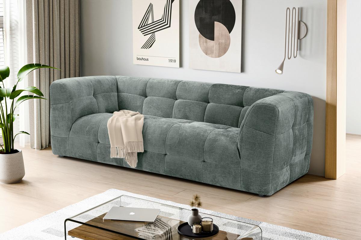 3-Sitzer-Sofa Tenso Petrol B: 217cm - Petrol/Schwarz, Basics, Holz/Textil (217/72/96cm) - MID.YOU