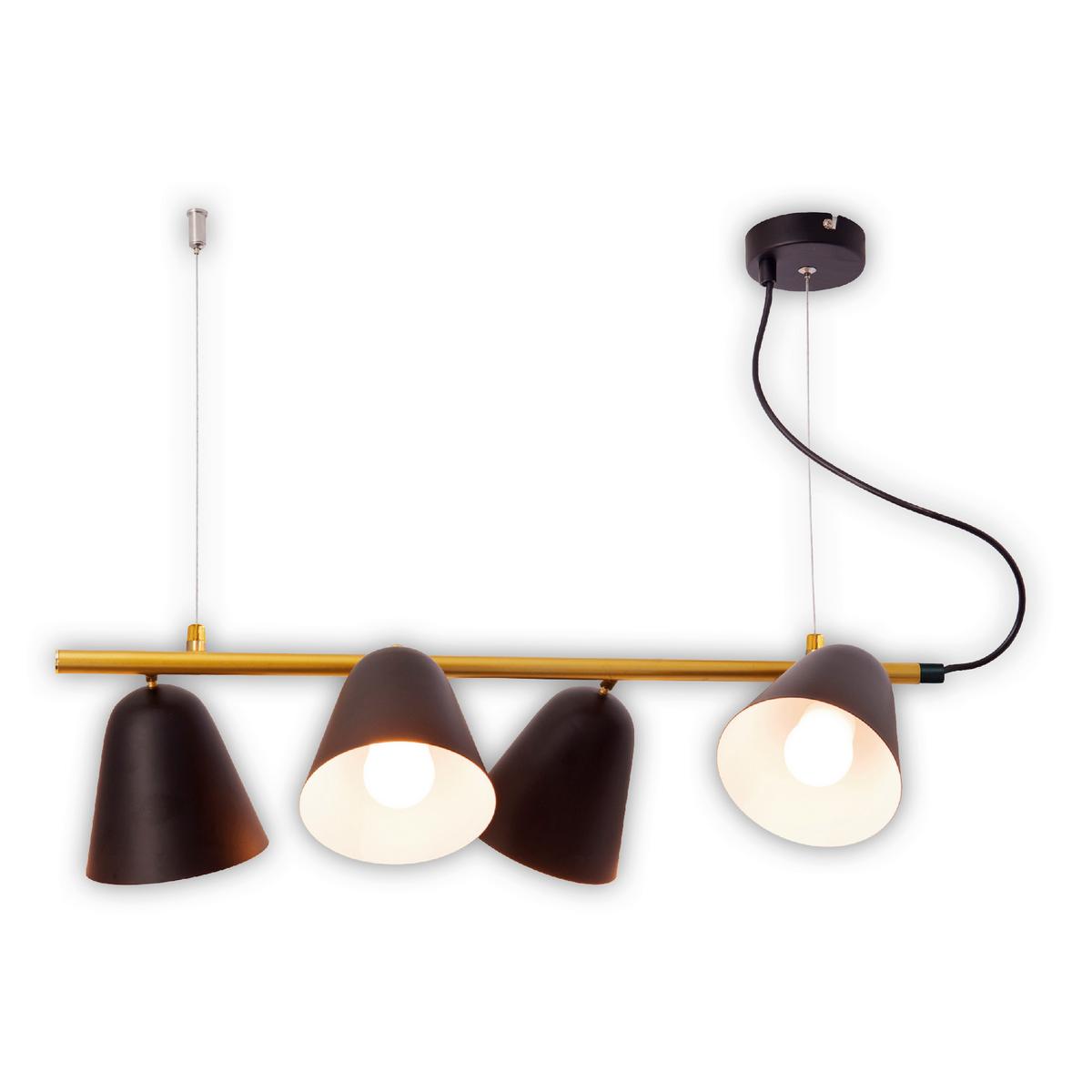 Hängeleuchte Triton H: 126 cm 4-Flammig - Goldfarben/Schwarz, Design, Metall (61/13/126cm) - Näve