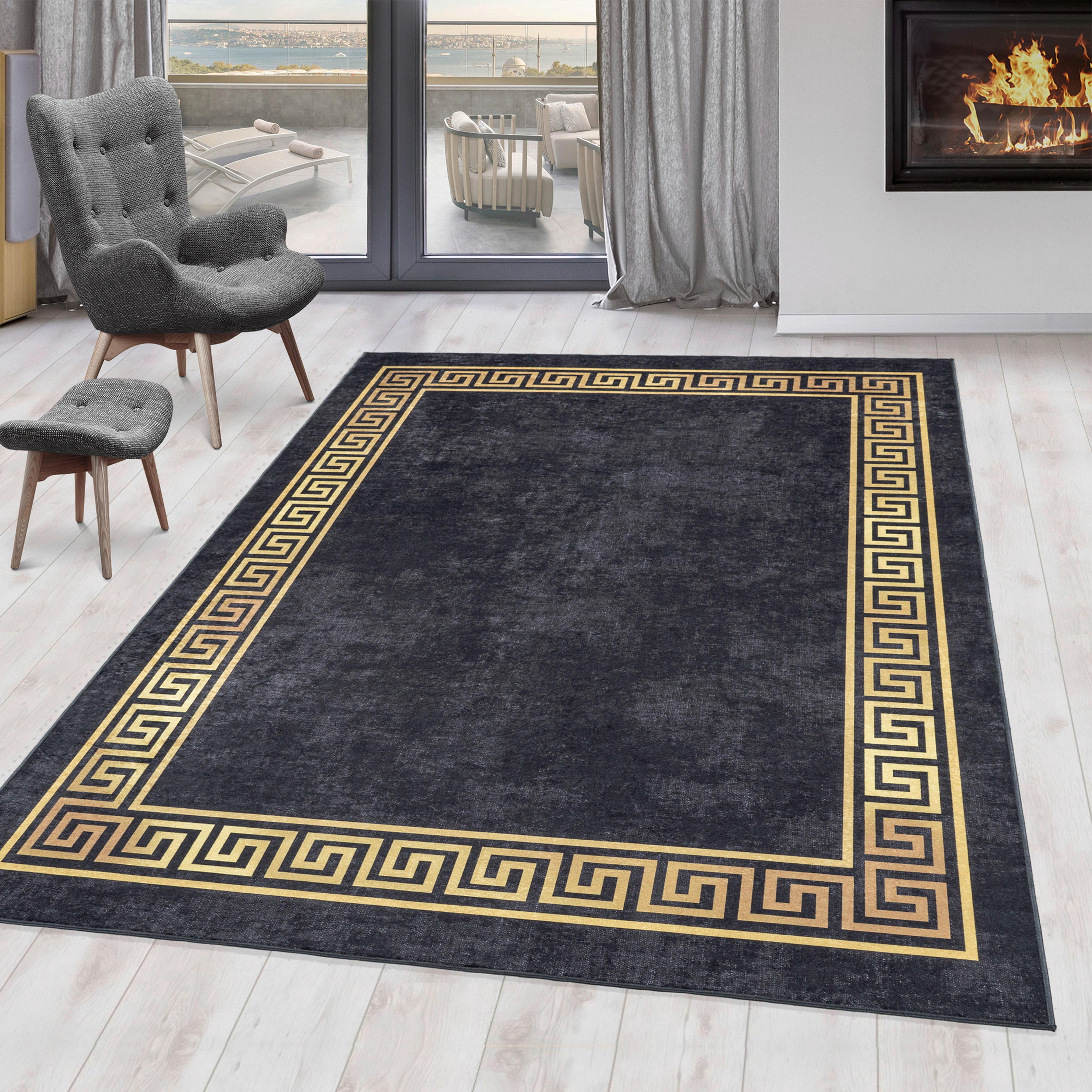 Flachwebteppich Fiesta - Goldfarben/Schwarz, Design, Textil (140/200cm) - Novel