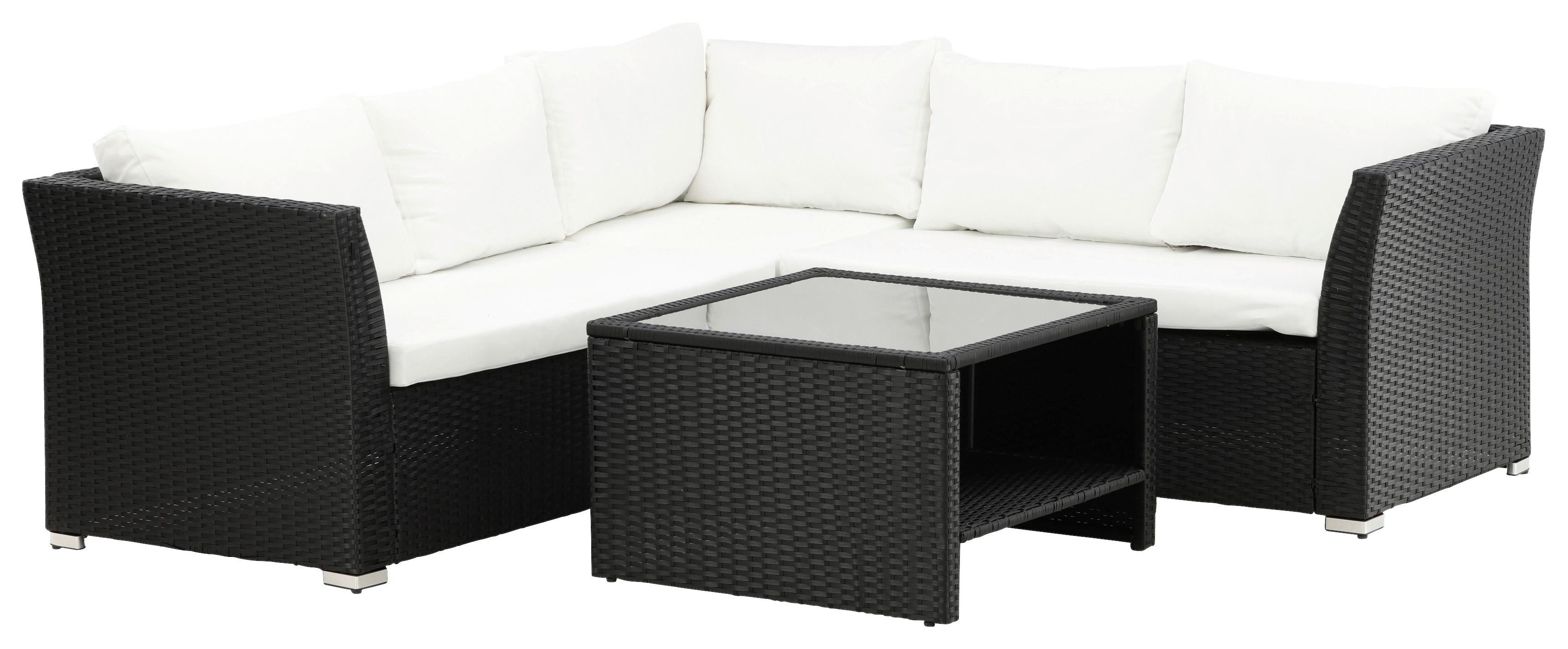 Loungegarnitur 4-Tlg Haiti aus Kunststoff mit Kissen - Schwarz, KONVENTIONELL, Kunststoff - Gardenson