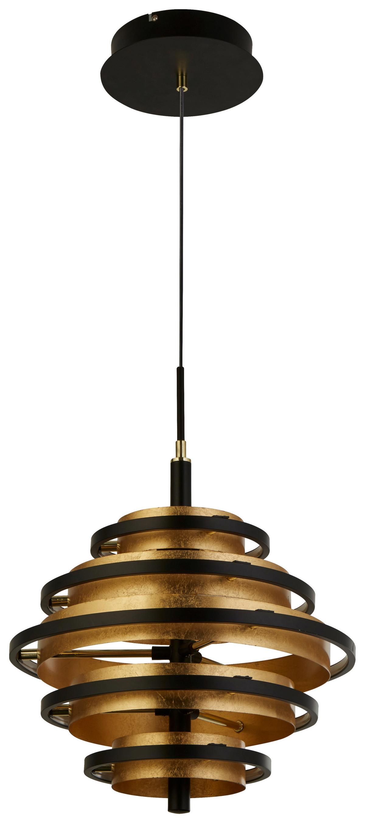 Led Függeszték 6375-5bg - fekete/sárgarézszínű, Design, fém (40/140cm)