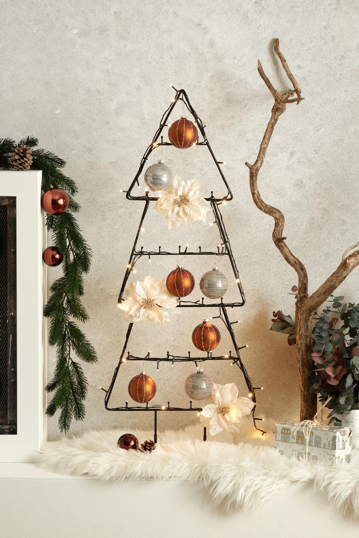 Weihnachtsdeko Blume Textil Clip - Creme, Basics, Textil (17cm)