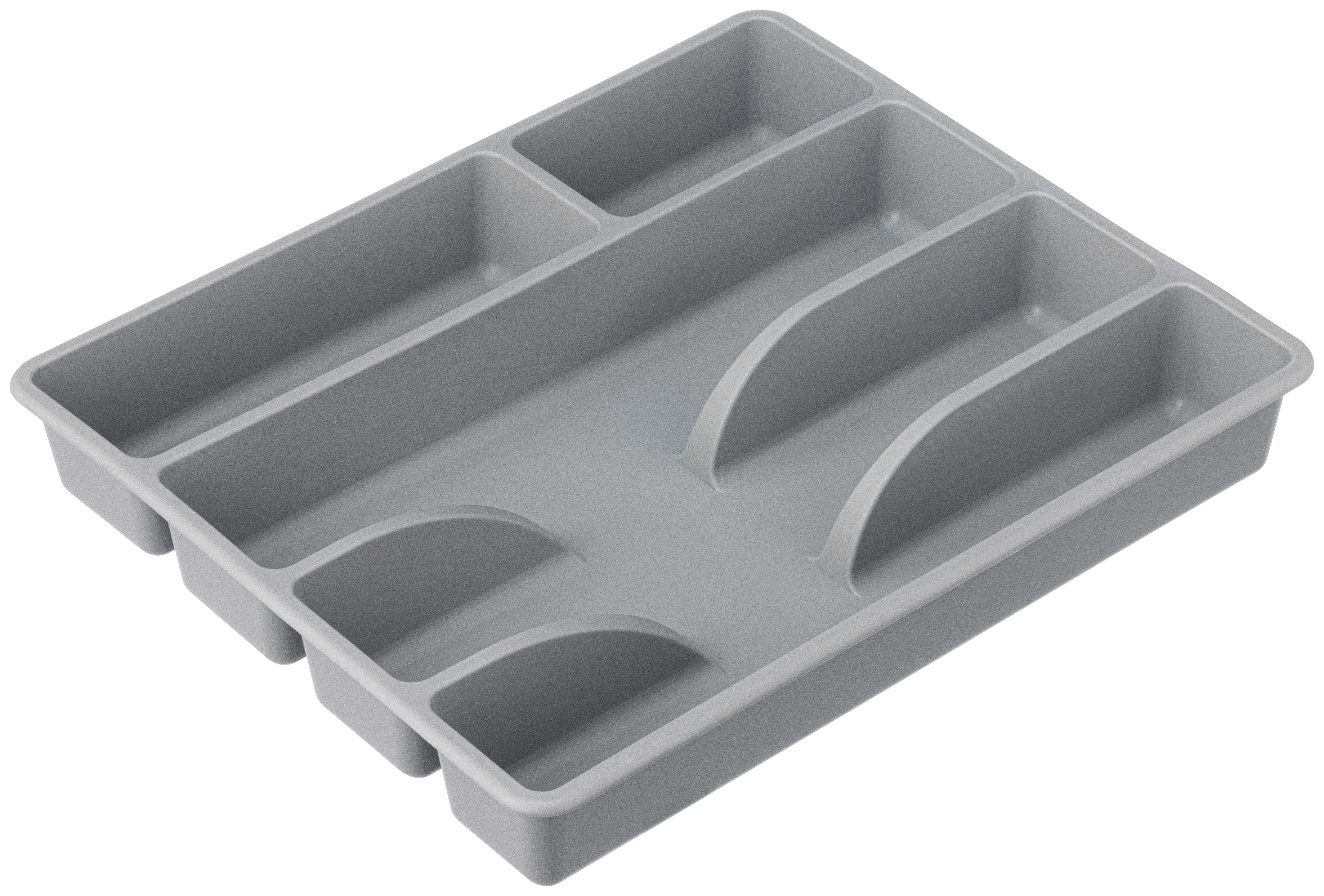 Besteckeinsatz Kunststoff Grau 5 Fächer,LxBxH: 31x25,5x4,5 cm - Grau, Basics, Kunststoff (31/25,5/4,5cm) - Ondega