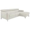 Ecksofa Mit Schlaffunktion Sammy Hellgrau - Chromfarben/Weiß, Design, Leder (227/168cm) - Livetastic
