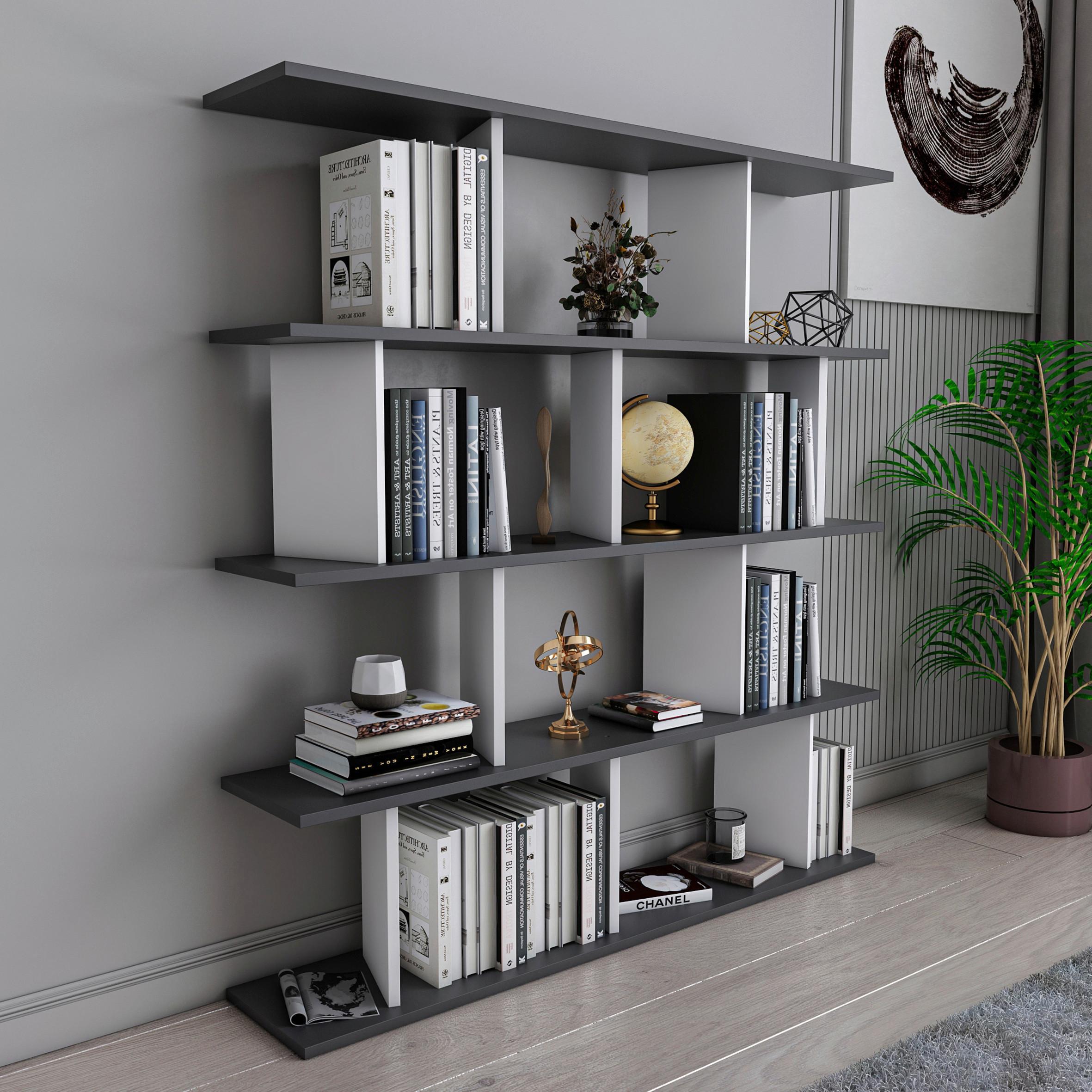REGÁL JORIN - biela/antracitová, Design, kompozitné drevo (130/137/25cm) - Livetastic