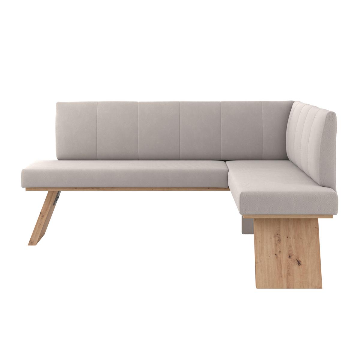 Eckbank Emma Ii Webstoff Weiß, B: 185 - Eichefarben/Weiß, KONVENTIONELL, Holzwerkstoff/Textil (185/150cm)