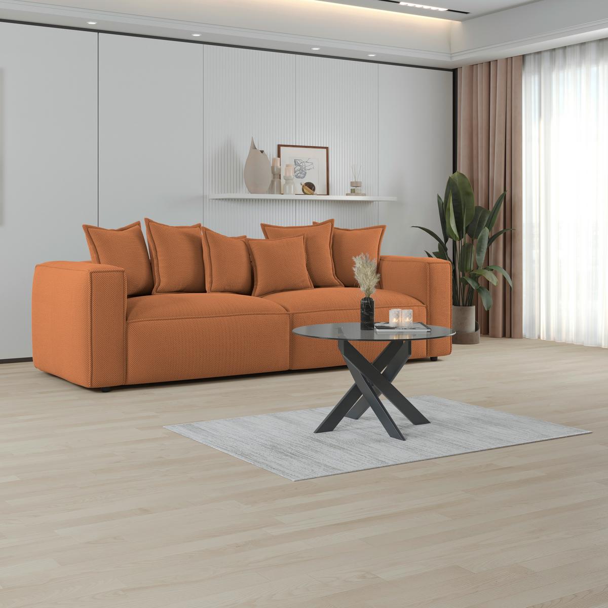 POHOVKA BIG SOFA COWBOY - černá/terracotta, Moderní, textil (280/72/109cm)
