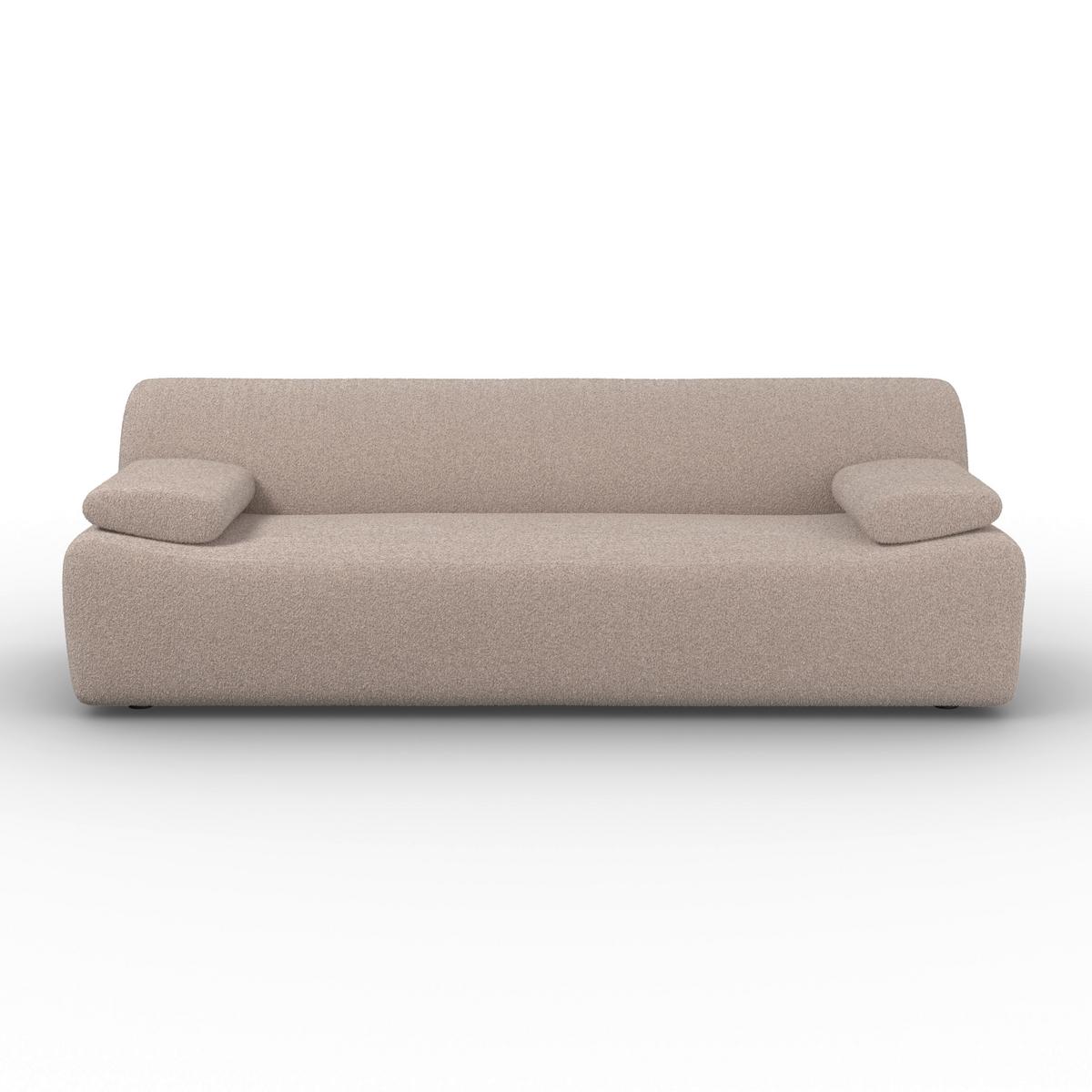 Pohovka SOPHIE, hnědá žinylka, max. 360 kg - černá/přírodní barvy, Moderní, dřevo/textil (226/74/89cm) - Bessagi Home