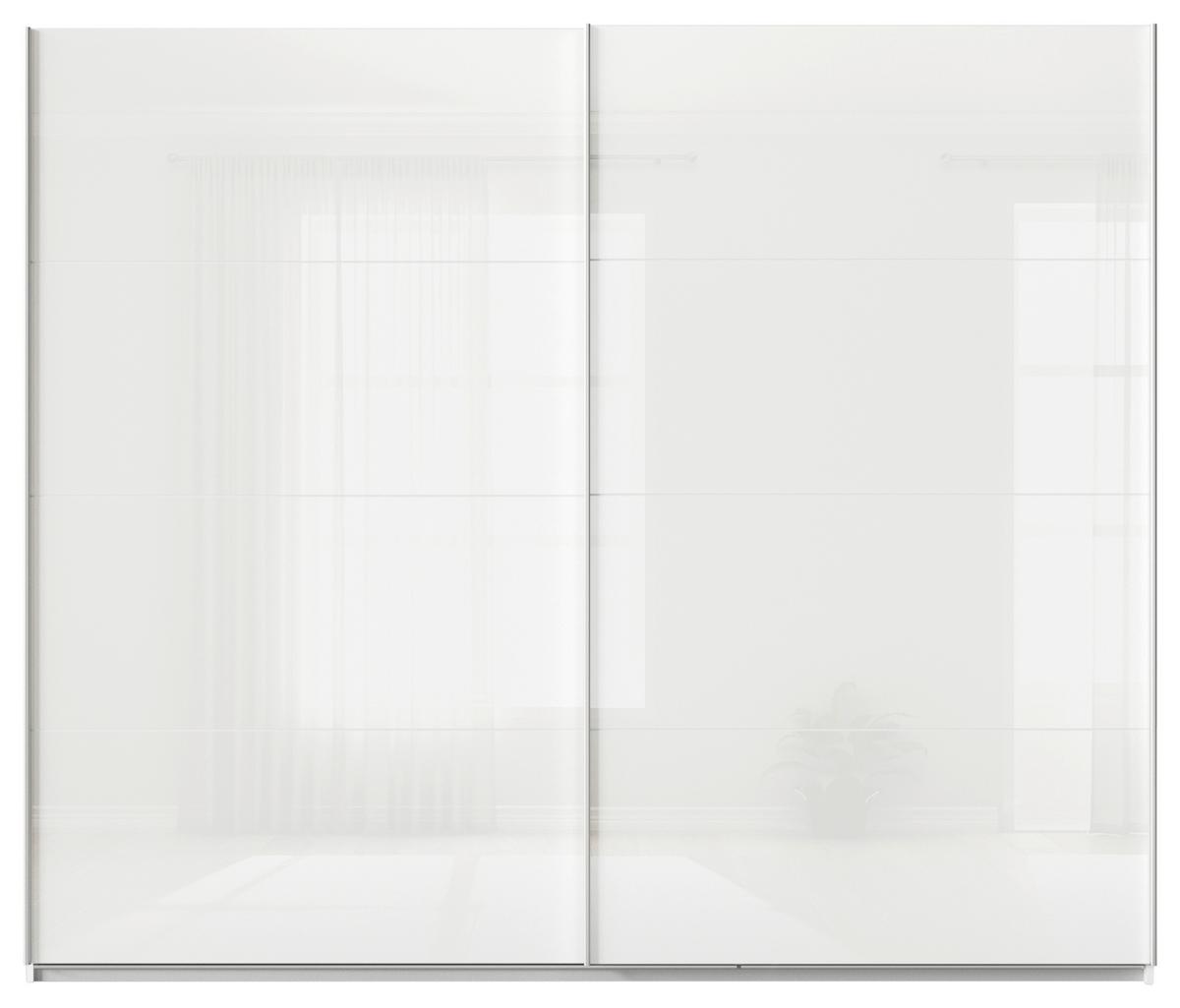 Schwebetürenschrank B: 271cm Feldkirch Weiß - Weiß Hochglanz/Weiß, MODERN, Glas/Holzwerkstoff (271/229/62cm)