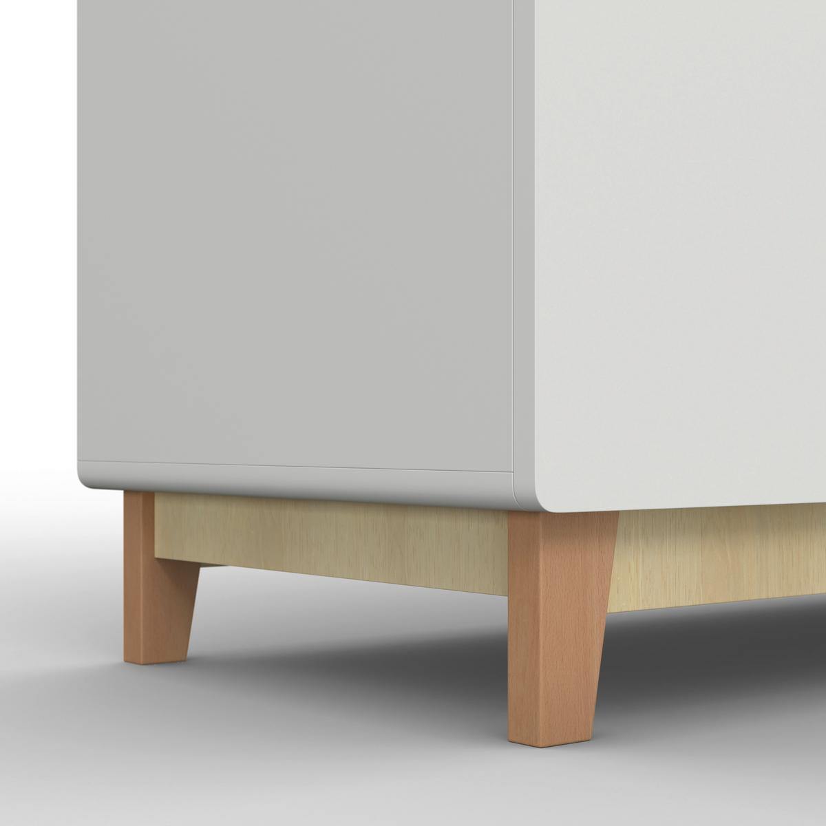 Detská šatníková skriňa ENNY biela, drevené nohy - farba buka/biela, Modern, drevo/kompozitné drevo (120/182/54cm) - Bessagi Kids