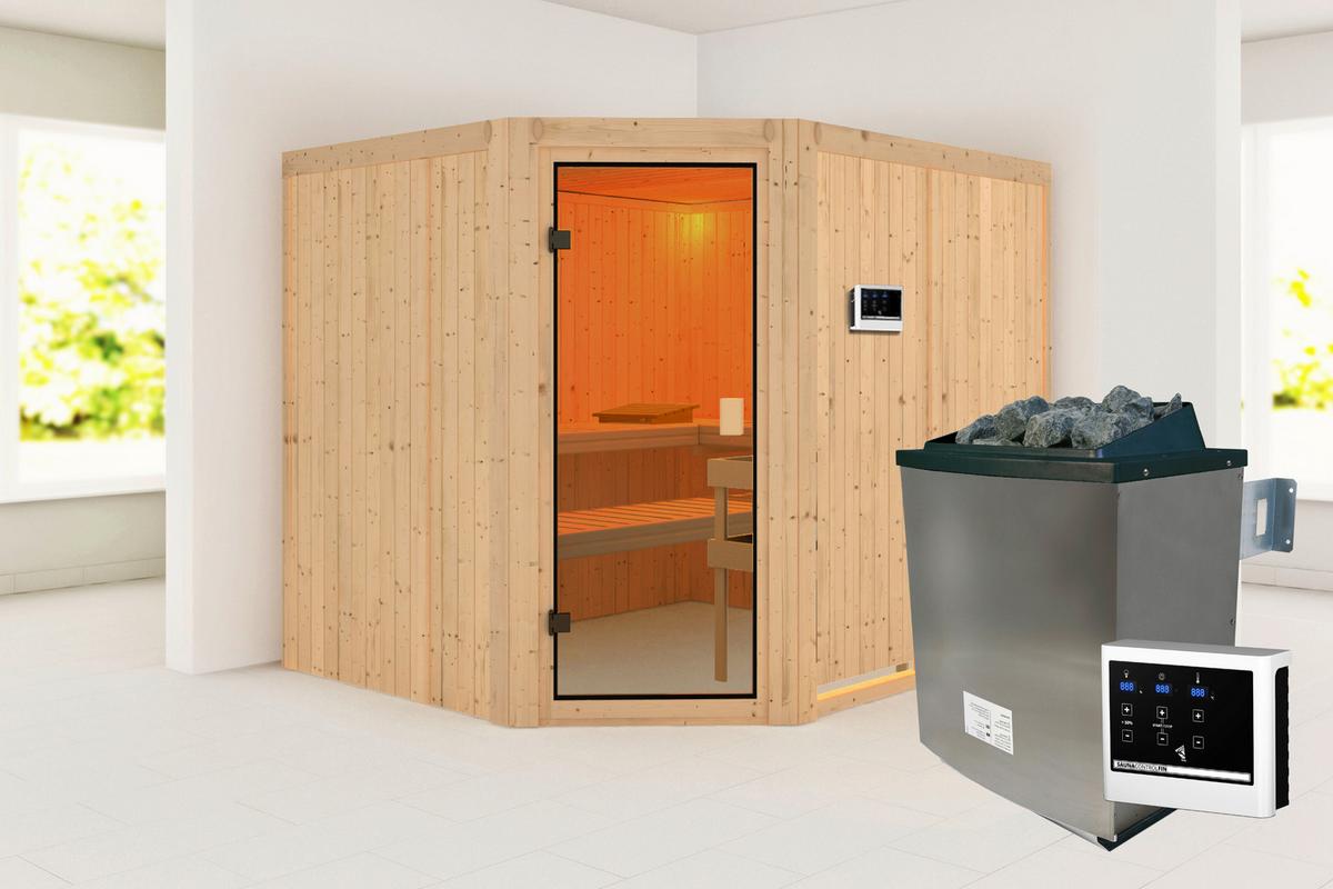 Sauna Bron Eck 231/198/202 Cm - Fichtefarben, Basics, Holz (231/198/202cm)