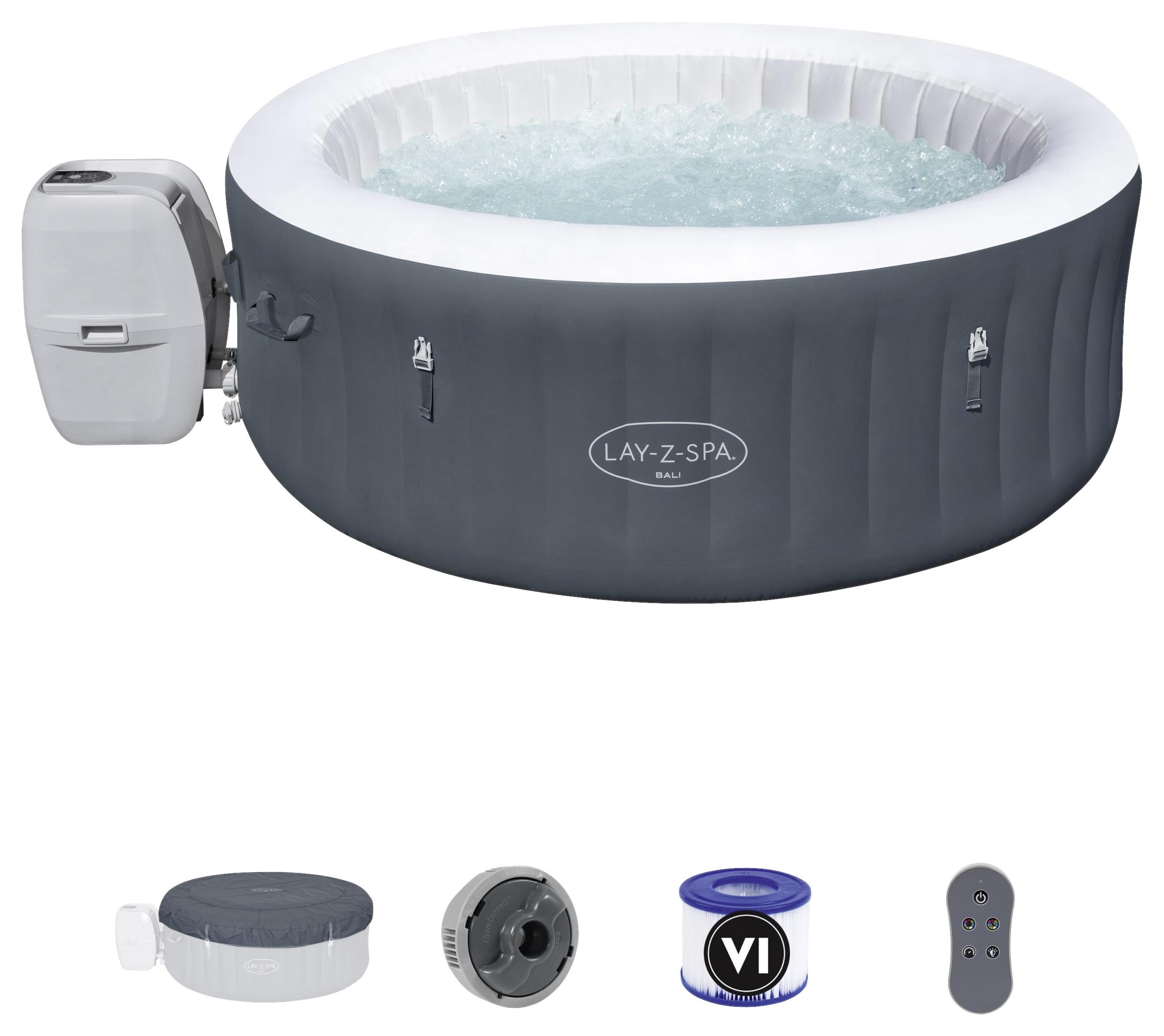 Whirlpool Aufblasbar Airjet Bali ⌀ 180 X H 66 cm - Dunkelgrau, Trend, Kunststoff/Metall (180/66cm) - Bestway