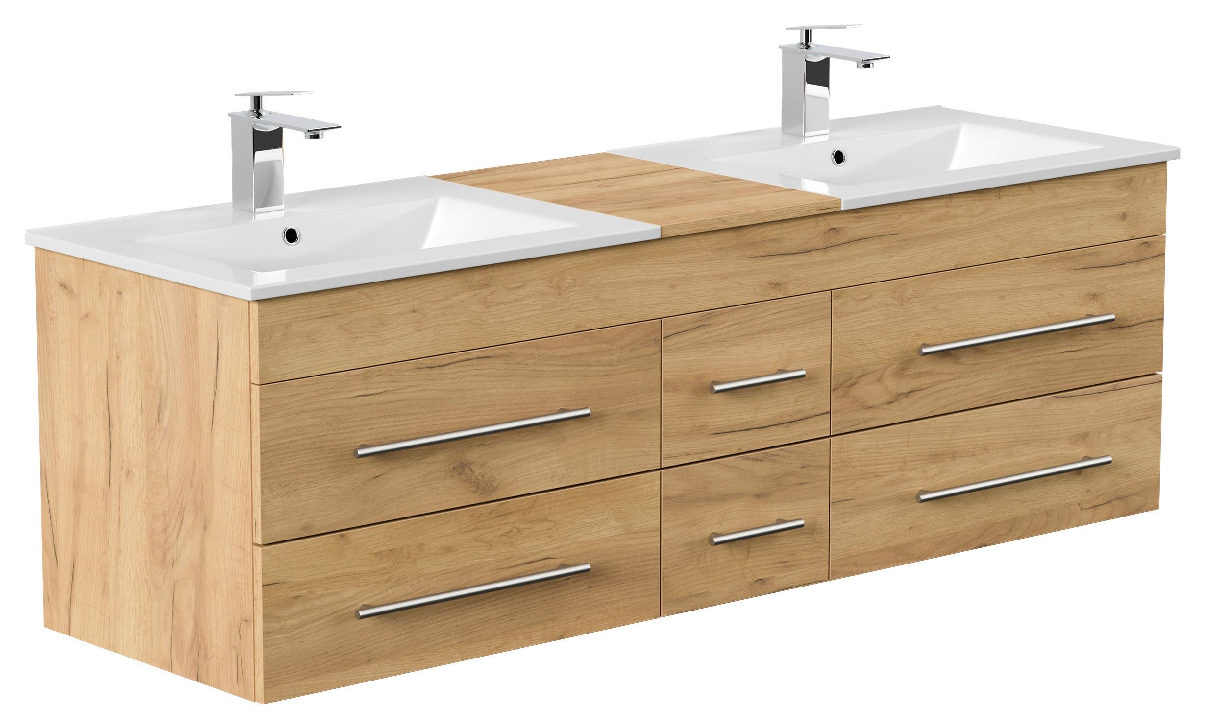 WASCHTISCHKOMBI Nero XL, Eichefarben B: 153 cm - Eichefarben/Weiß, Basics, Keramik/Holzwerkstoff (153cm) - MID.YOU