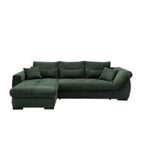 Ecksofa Federico Dunkelgrün S: 188/302 Cm - Dunkelgrün/Schwarz, MODERN, Holz/Textil (188/302cm) - MID.YOU