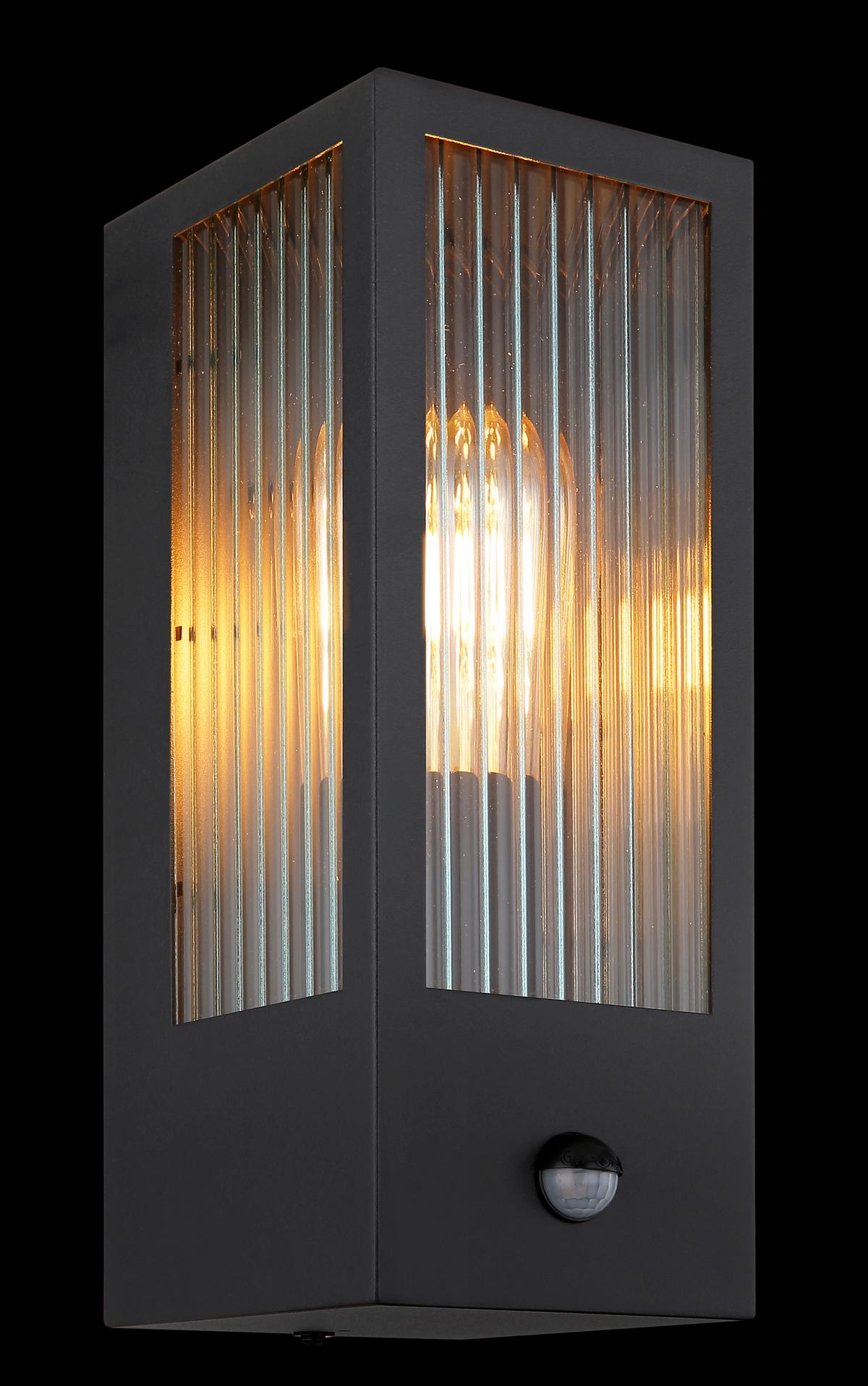 Außenleuchte 31980s - Klar/Schwarz, Basics, Glas/Metall (12/15,4/32cm) - Globo