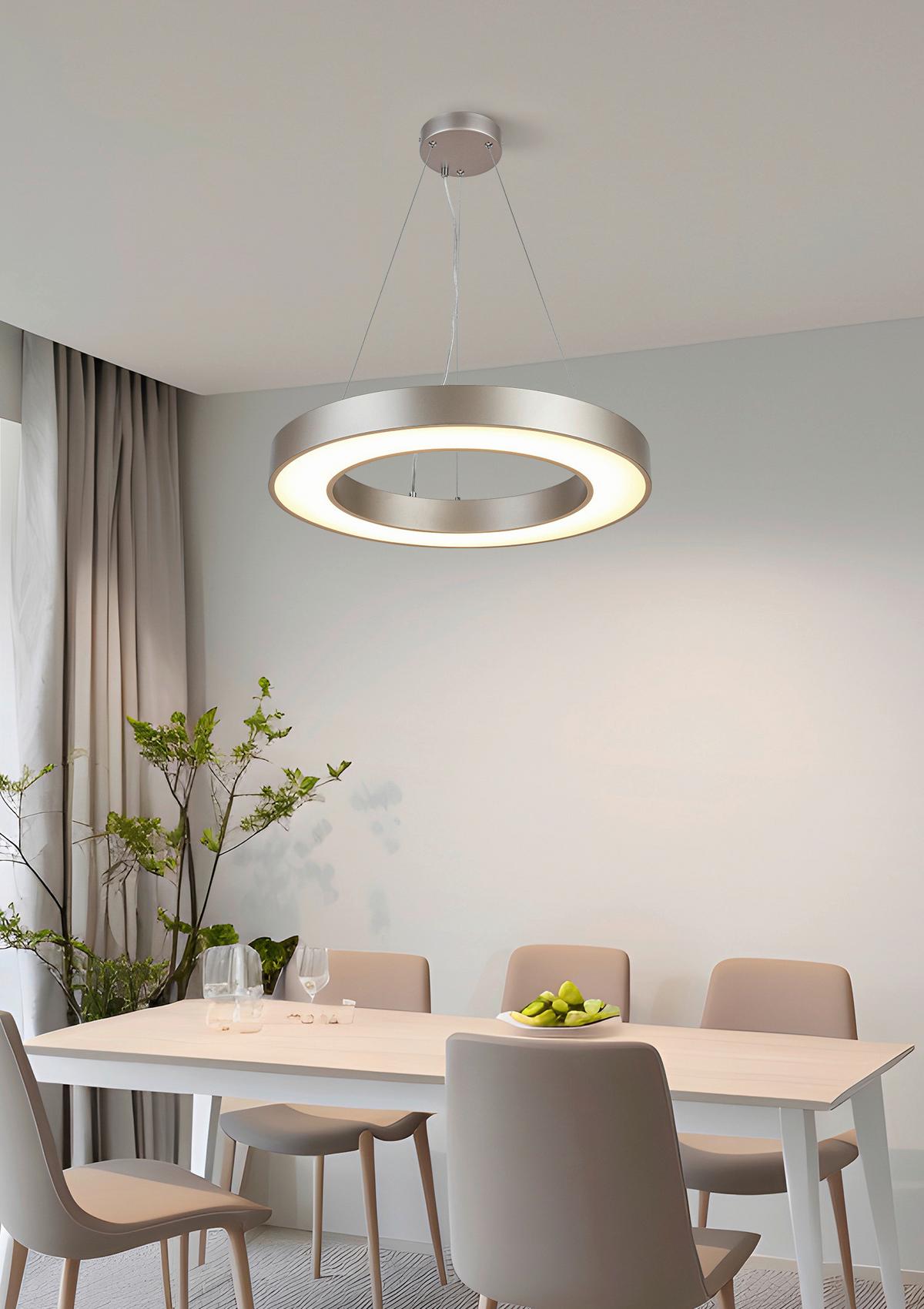 Led Függőlámpa Delia Ø Kb. 50 Cm - krómszínű/Pezsgő, Modern, műanyag/fém (60/120cm) - Luca Bessoni