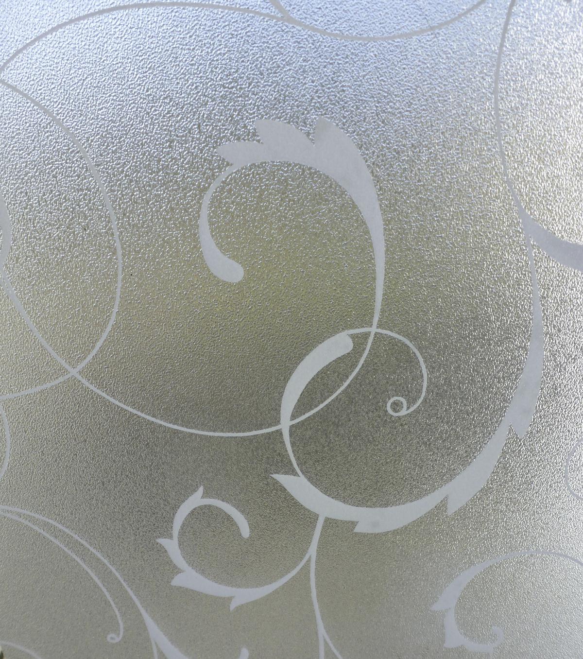 Fensterfolie Statisch Haftend Wirbel-Design 150x45 cm - Silberfarben/Weiß, KONVENTIONELL, Kunststoff (45/150cm)