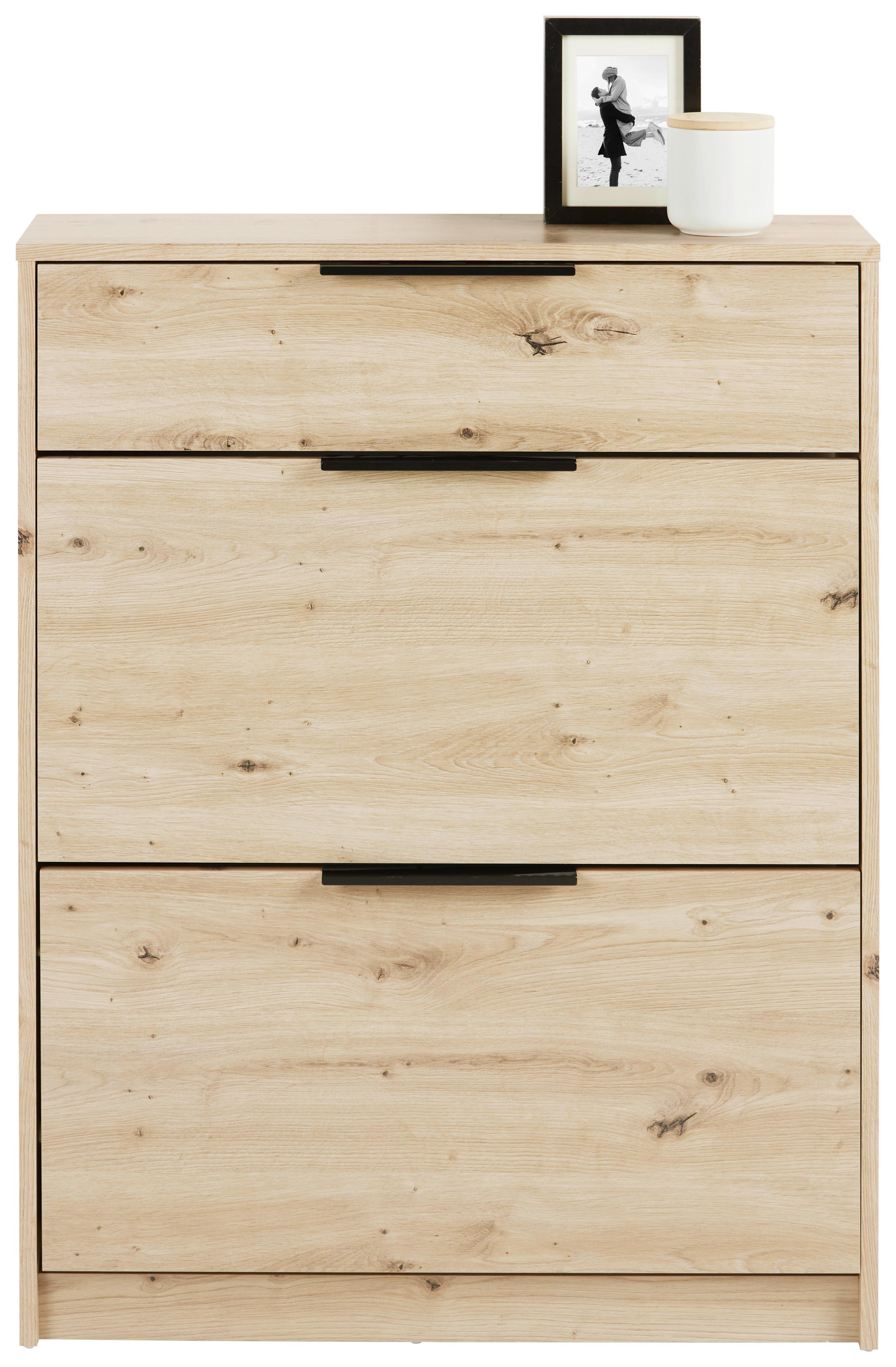 Vyklápěcí Botník Bela -Exklusiv- - barvy dubu, Moderní, kompozitní dřevo (79/103/25cm) - Modern Living