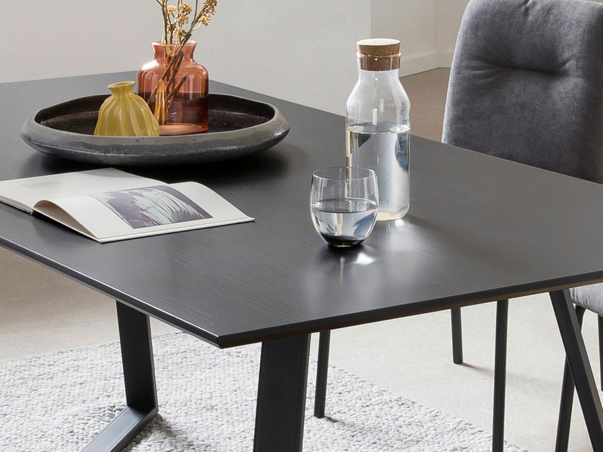 Esstisch Schwarz, Dunkelgrau L: 180cm - Dunkelgrau/Schwarz, Design, Holzwerkstoff/Metall (180/90/75cm) - Livetastic