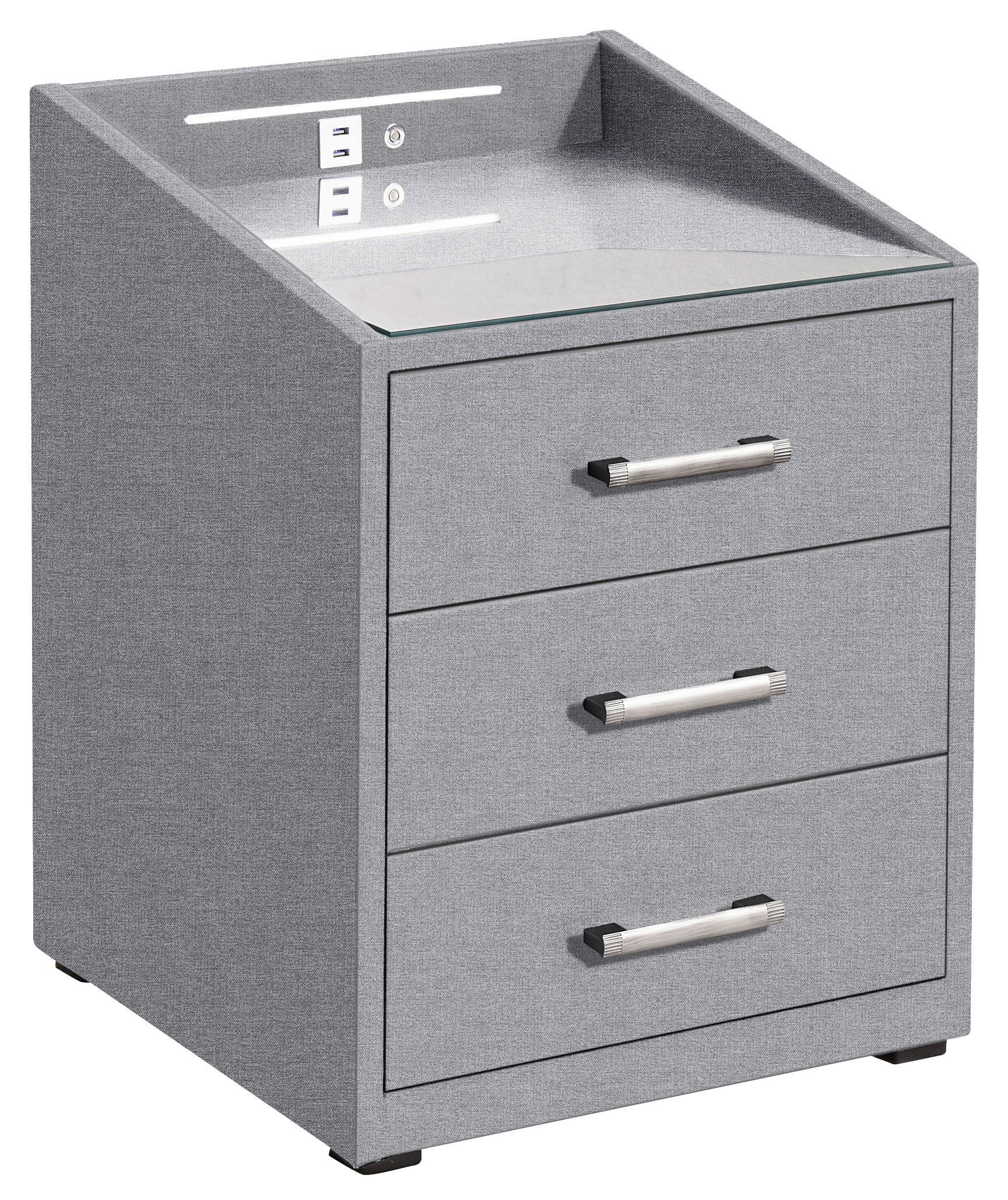 Nachtkästchen Grau Textil H: 61 Cm Moon - Grau, Basics, Holzwerkstoff/Textil (47/61/46cm) - MID.YOU