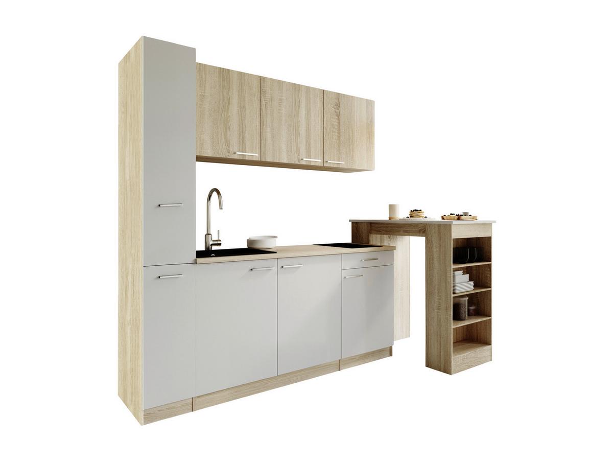 KÜCHENBLOCK Ingrid, Weiß B: 180 cm - Eichefarben/Weiß, Design, Holzwerkstoff (180cm) - Respekta