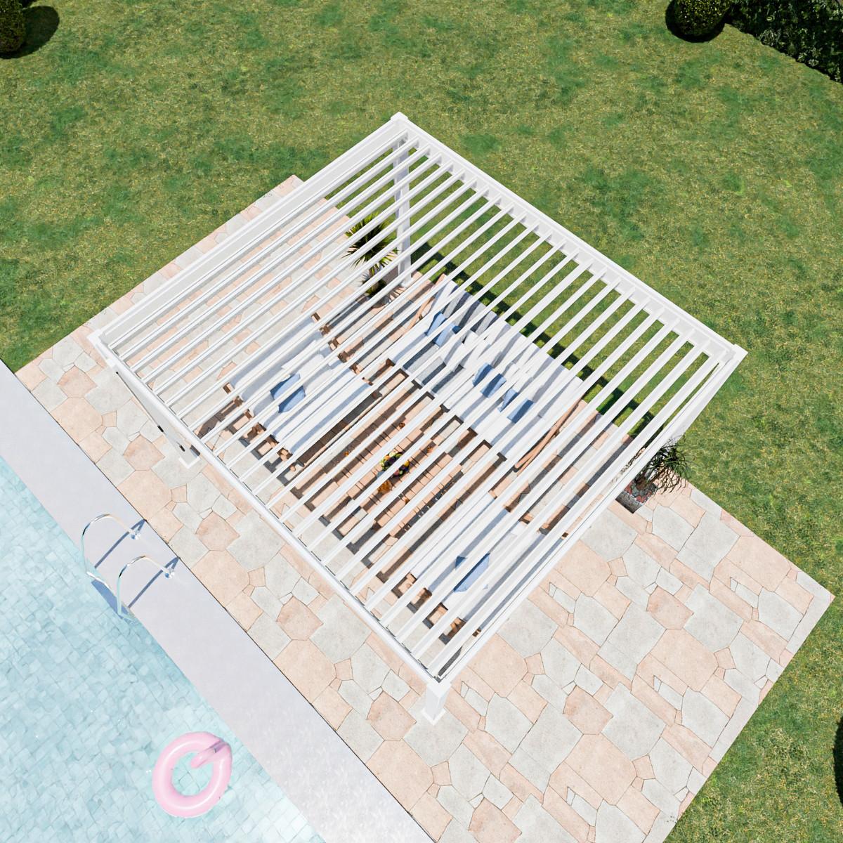 Pergola 360x400 Cm Wetterbeständig, Weiß - Weiß Hochglanz, Basics, Metall (360/255/400cm)