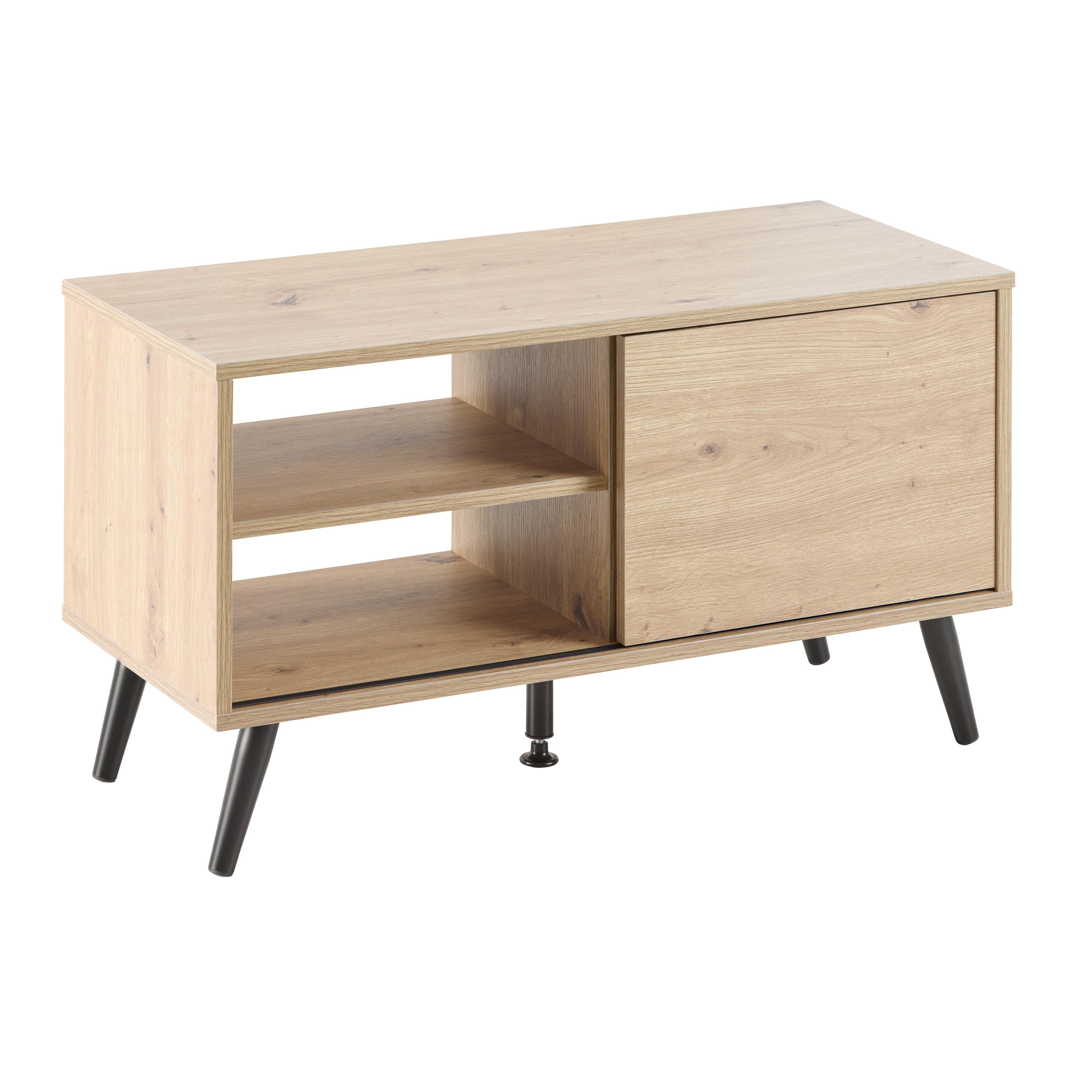 STOLEK NA ELEKTRONIKU MOVE - černá/dub artisan, Moderní, kov/kompozitní dřevo (80/46/35cm) - Based