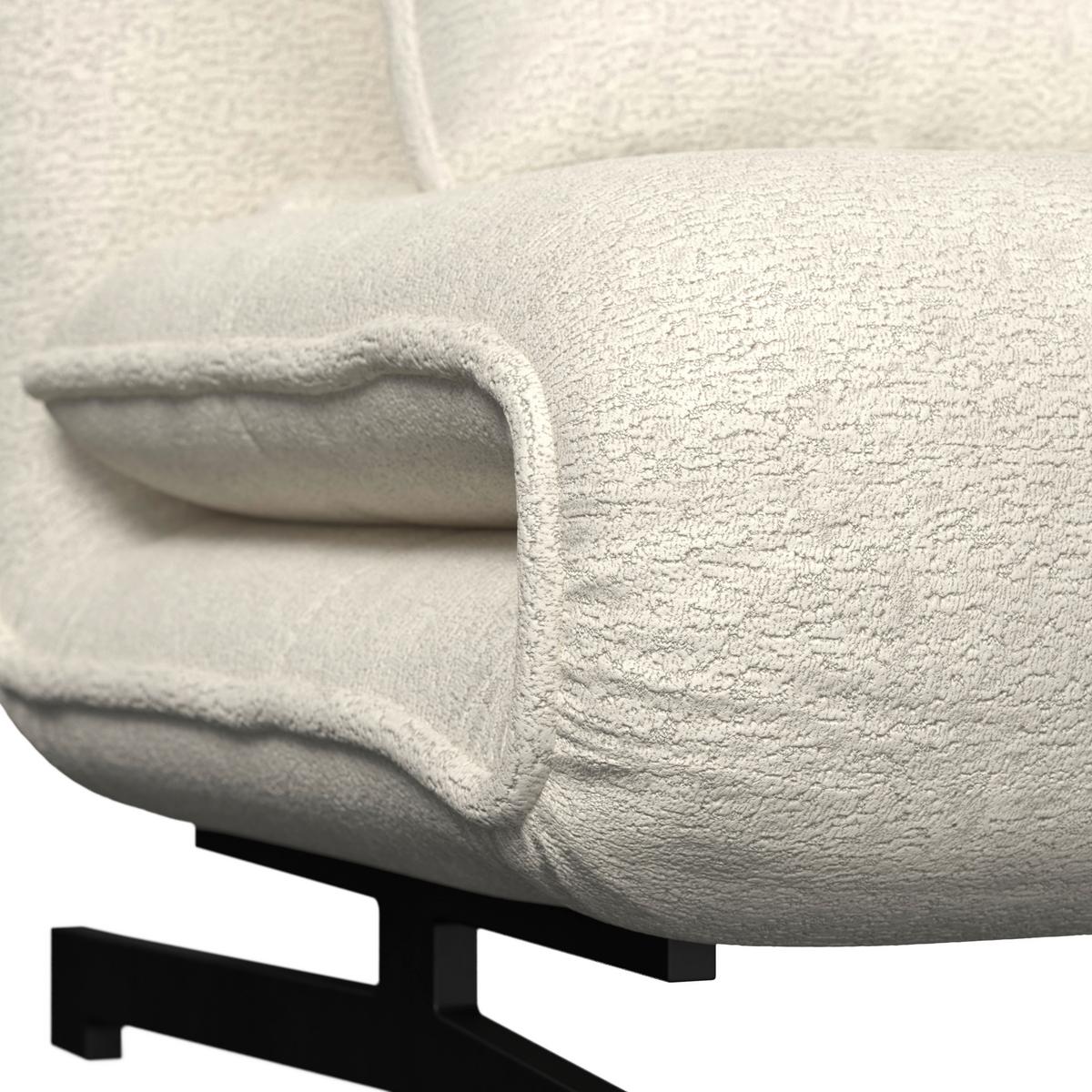 Rozkladacie kreslo LUNA, biele buklé, max.120 kg - čierna/biela, Modern, kov/textil (92/40/66cm) - Bessagi Home