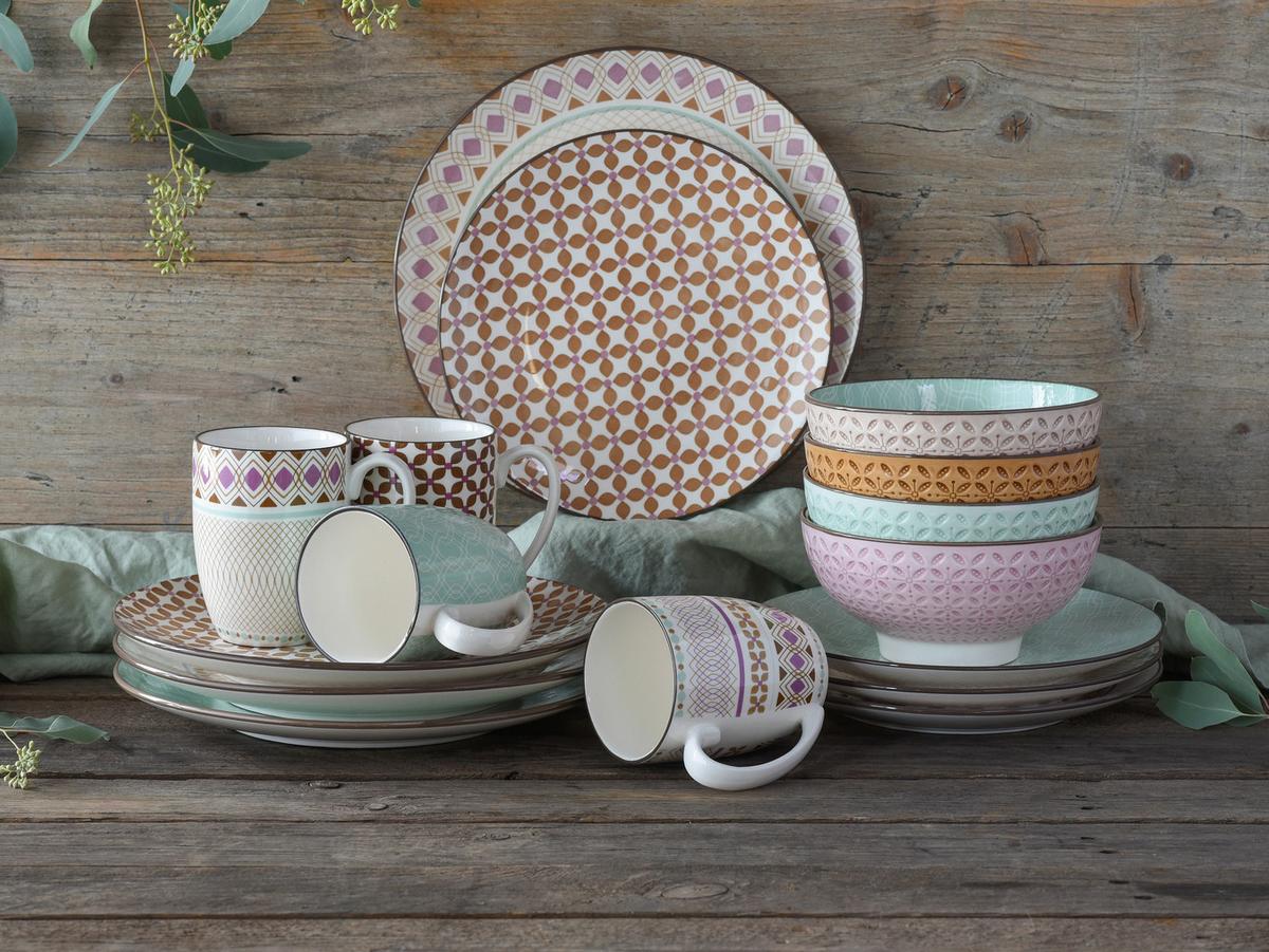 Kombinovaný servis MANDALA, 16-dielna - viacfarebná, Basics, keramika - Creatable