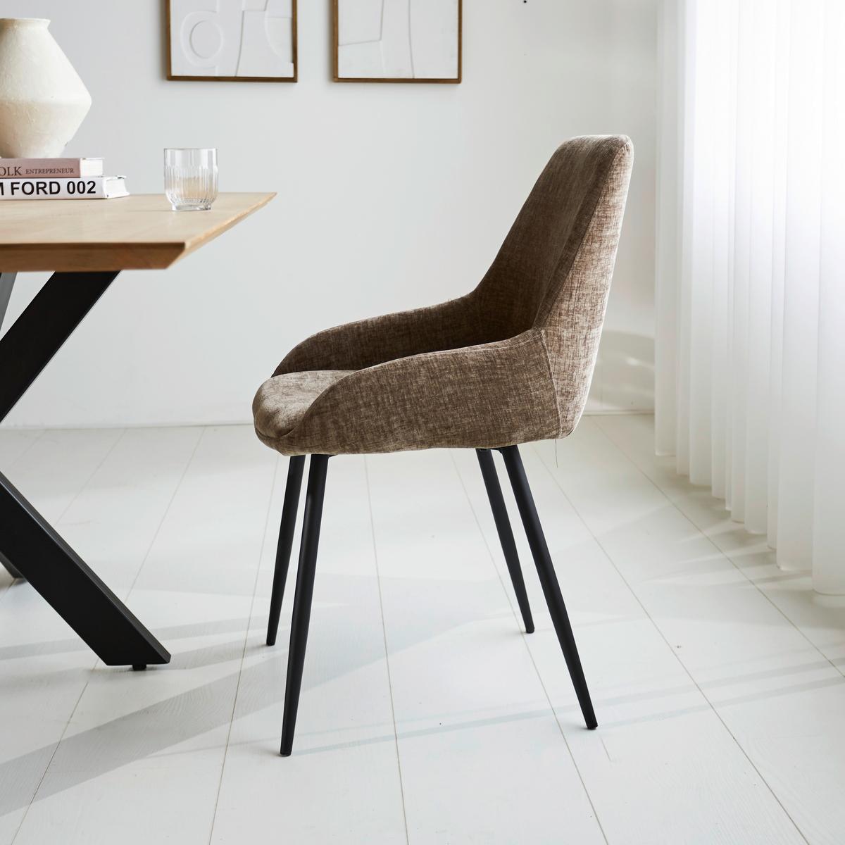 Stuhl-Set Cannes Braun/Taupe B: 52 cm - Taupe/Schwarz, MODERN, Textil/Metall (52/86/44cm) - MID.YOU