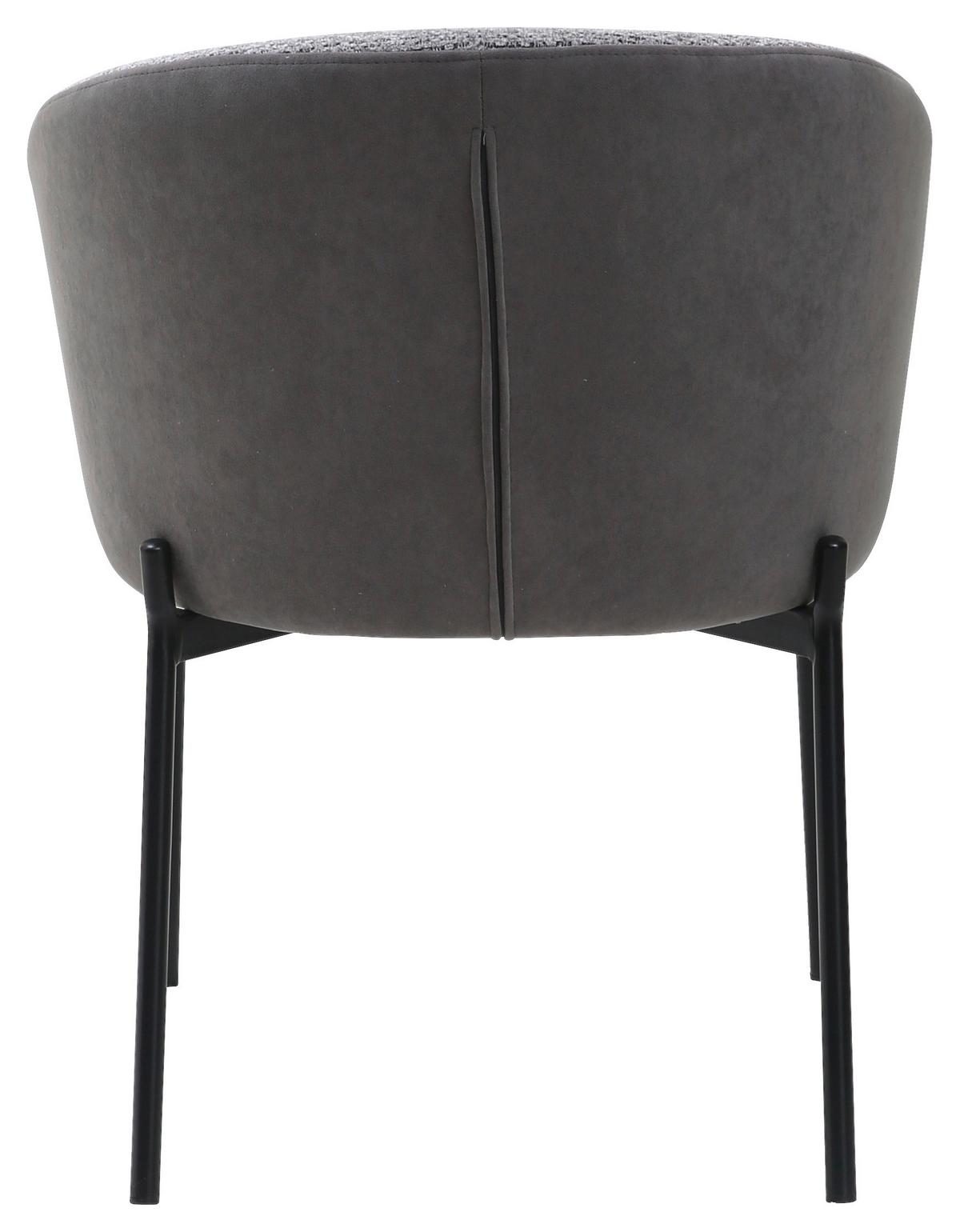 Armlehnstuhl Cara Samt Grau B: 56 cm - Schwarz/Grau, MODERN, Textil/Metall (56/76,5/57,5cm) - MID.YOU