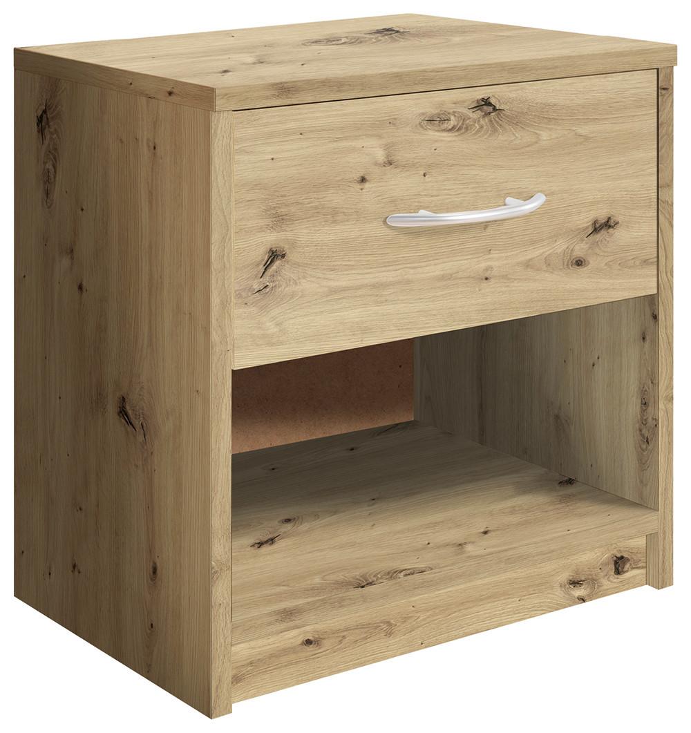 Noční stolek FAIR dekro dub Artisan - černá/barvy stříbra, Konvenční, kompozitní dřevo/plast (39/41/28cm) - Based