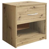 Nočný stolík FAIR dekor dub Artisan - čierna/strieborná, Konventionell, kompozitné drevo/plast (39/41/28cm) - Based