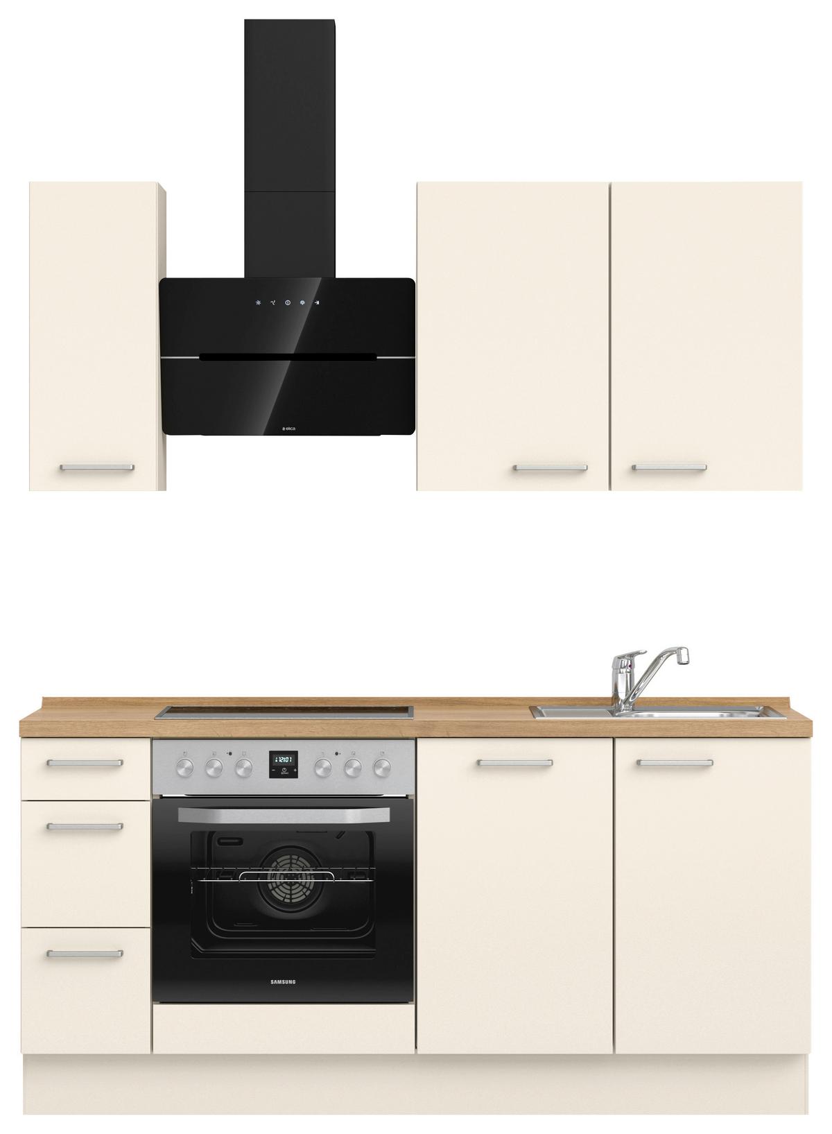 Kuchyňská linka 180 cm, magnólia matná - barvy dubu/magnolie, Moderní, kov/kompozitní dřevo (180cm) - Nobilia