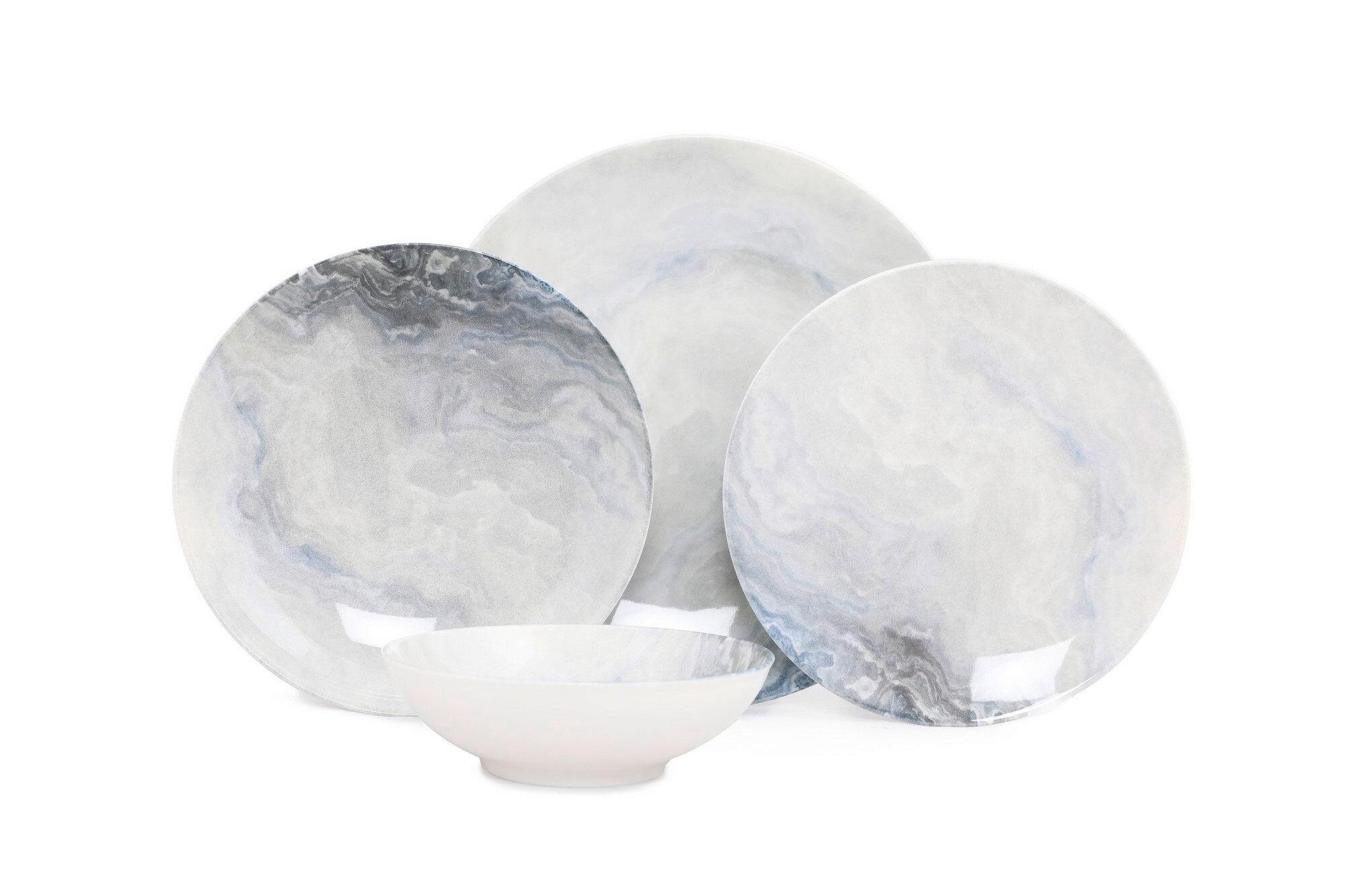 Kombiservice Porzellan für 6 Personen, Marmoroptik - Multicolor, Basics, Keramik - P & B