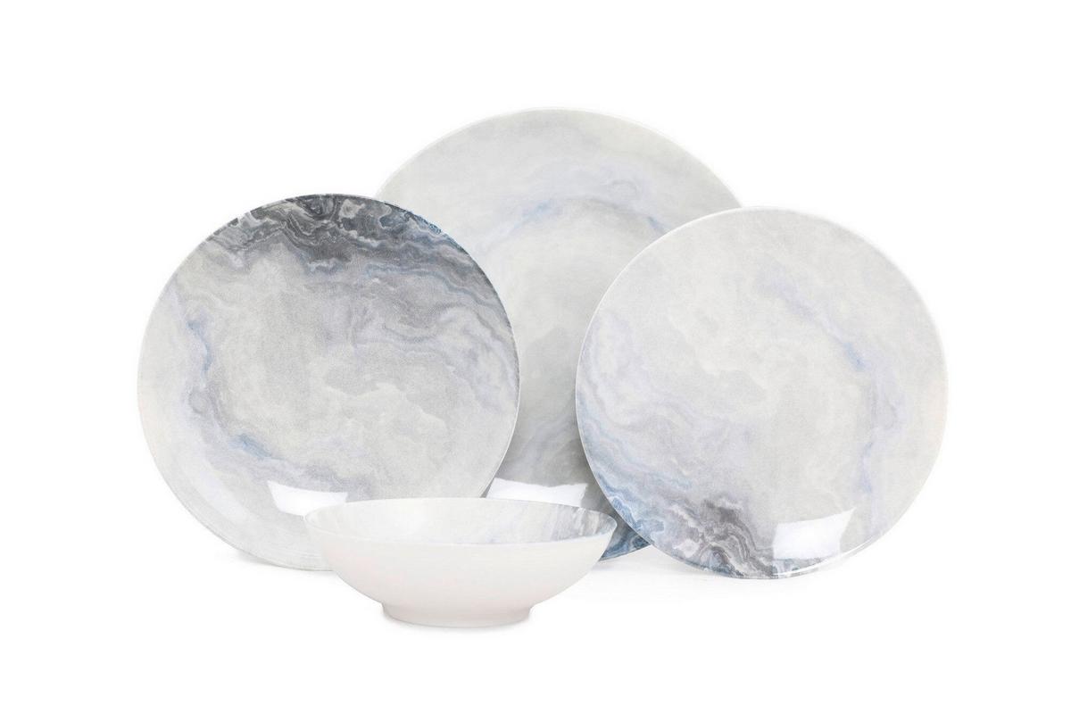 Kombiservice Porzellan für 6 Personen, Marmoroptik - Multicolor, Basics, Keramik - P & B