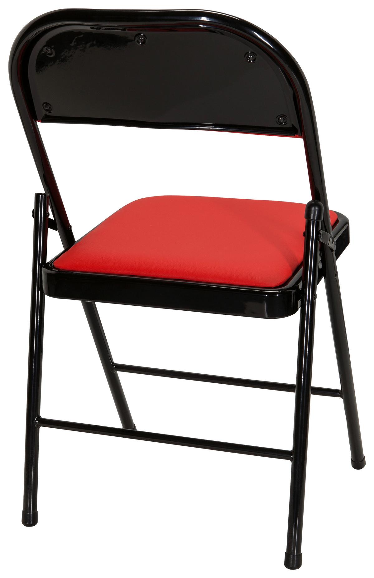 Klappstuhl Tudela Pu Rot/schwarz Lederlook - Rot/Schwarz, Basics, Textil/Metall (44/80/49cm) - MID.YOU